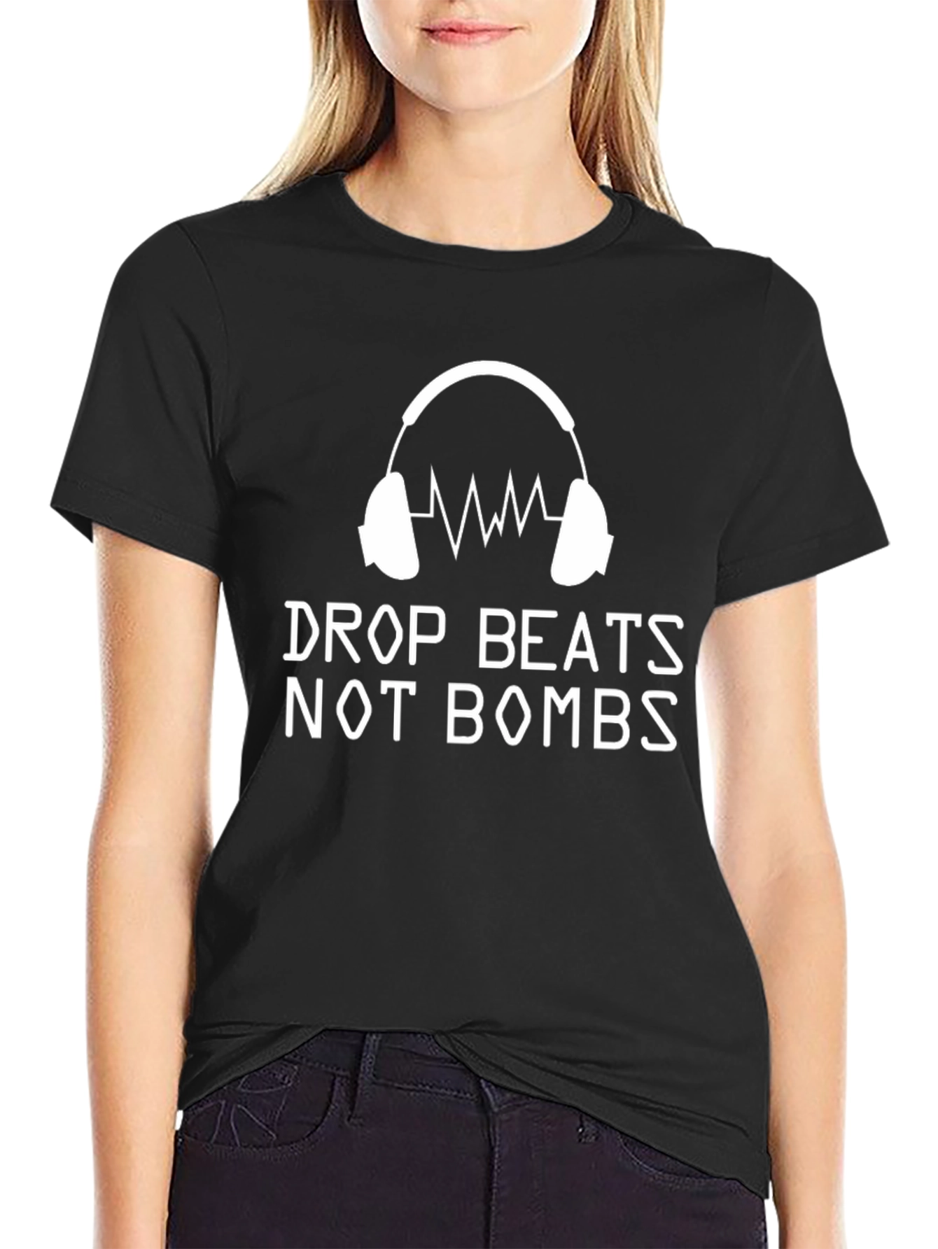 Drop Beats Not Bombs Black Graphic Tee