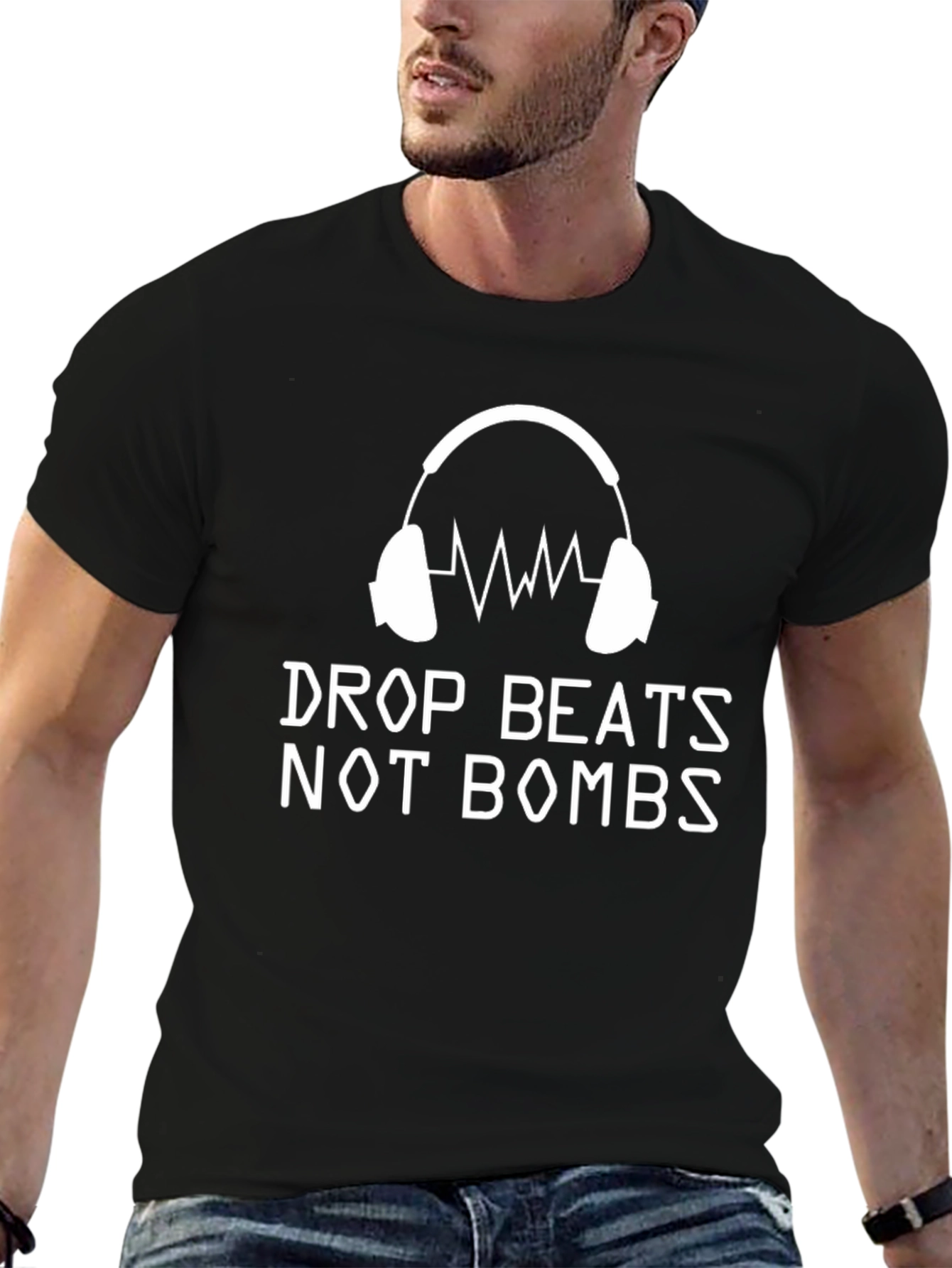 Drop Beats Not Bombs Black Graphic Tee