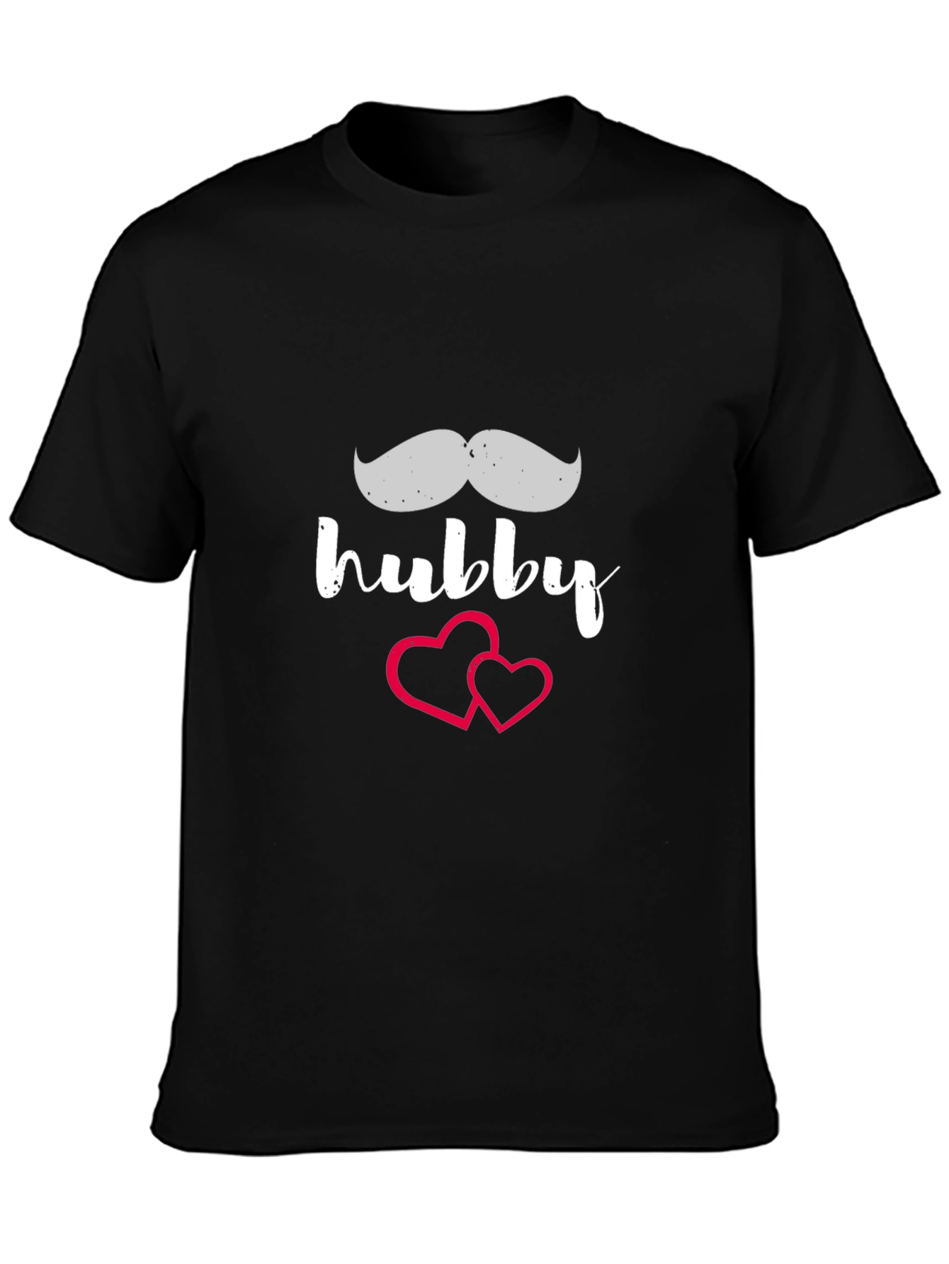 Hubby Mustache Heart T-Shirt - Black