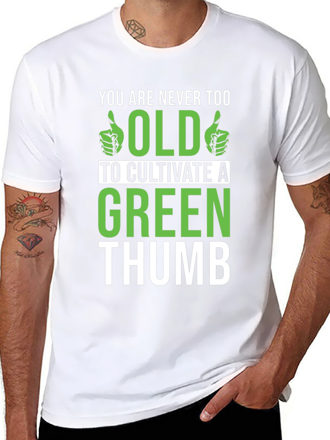 Never Too Old Green Thumb Graphic T-Shirt