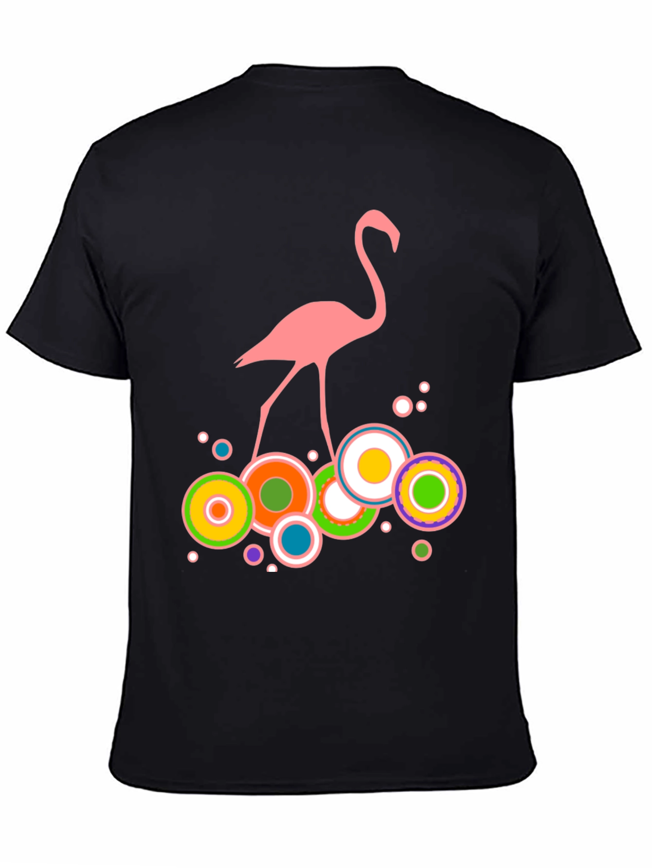 Pink Flamingo Graphic Print Mens Black T-Shirt
