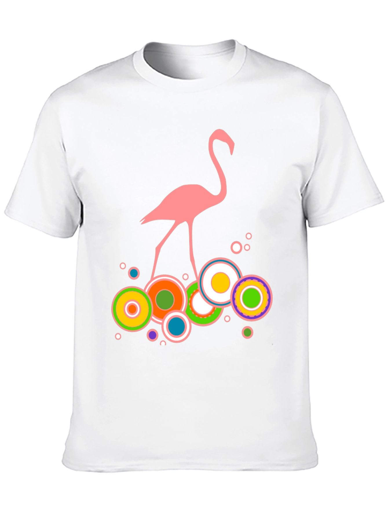 Pink Flamingo Graphic Print Mens Black T-Shirt