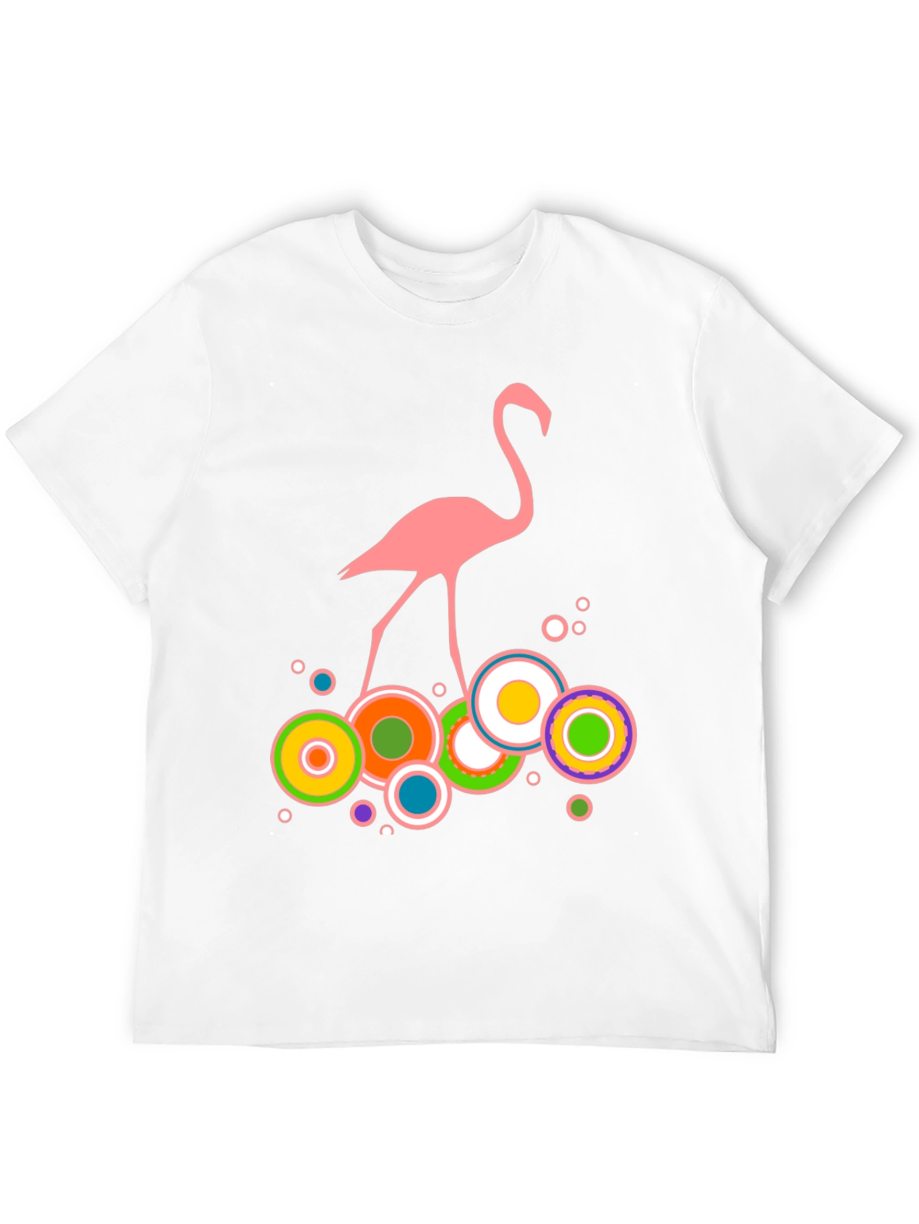 Pink Flamingo Graphic Print Mens Black T-Shirt