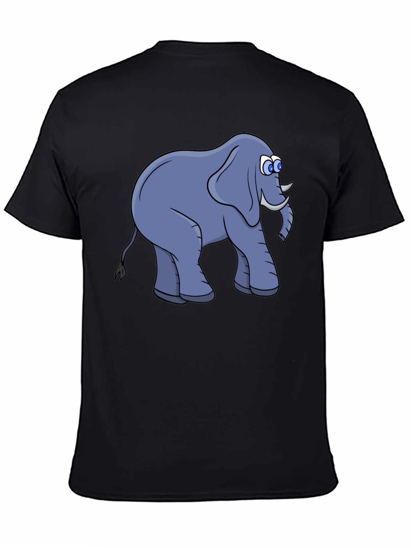 Elephant Cartoon Black T-Shirt