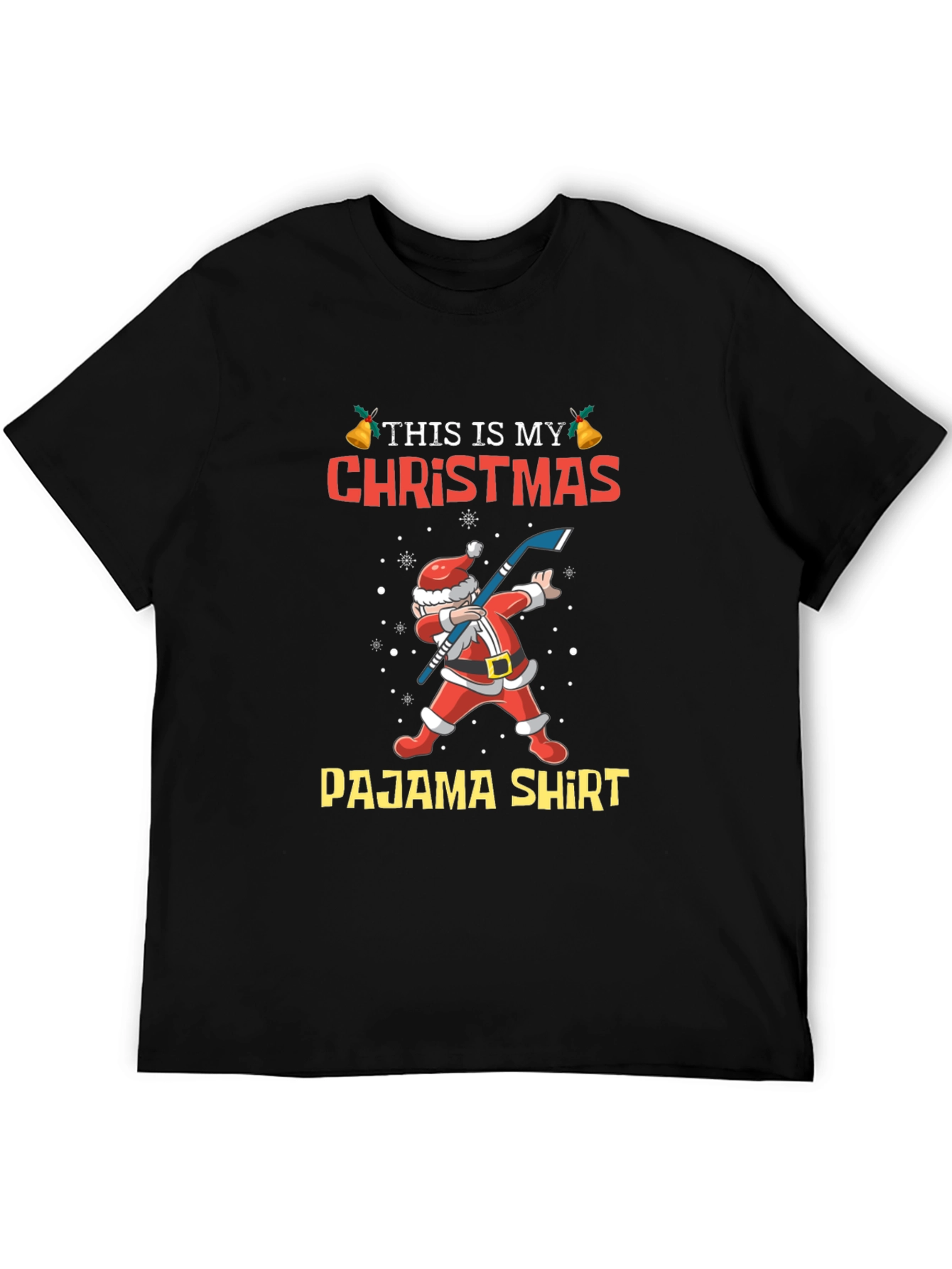 Christmas Pajama Shirt Santa Hockey T-Shirt