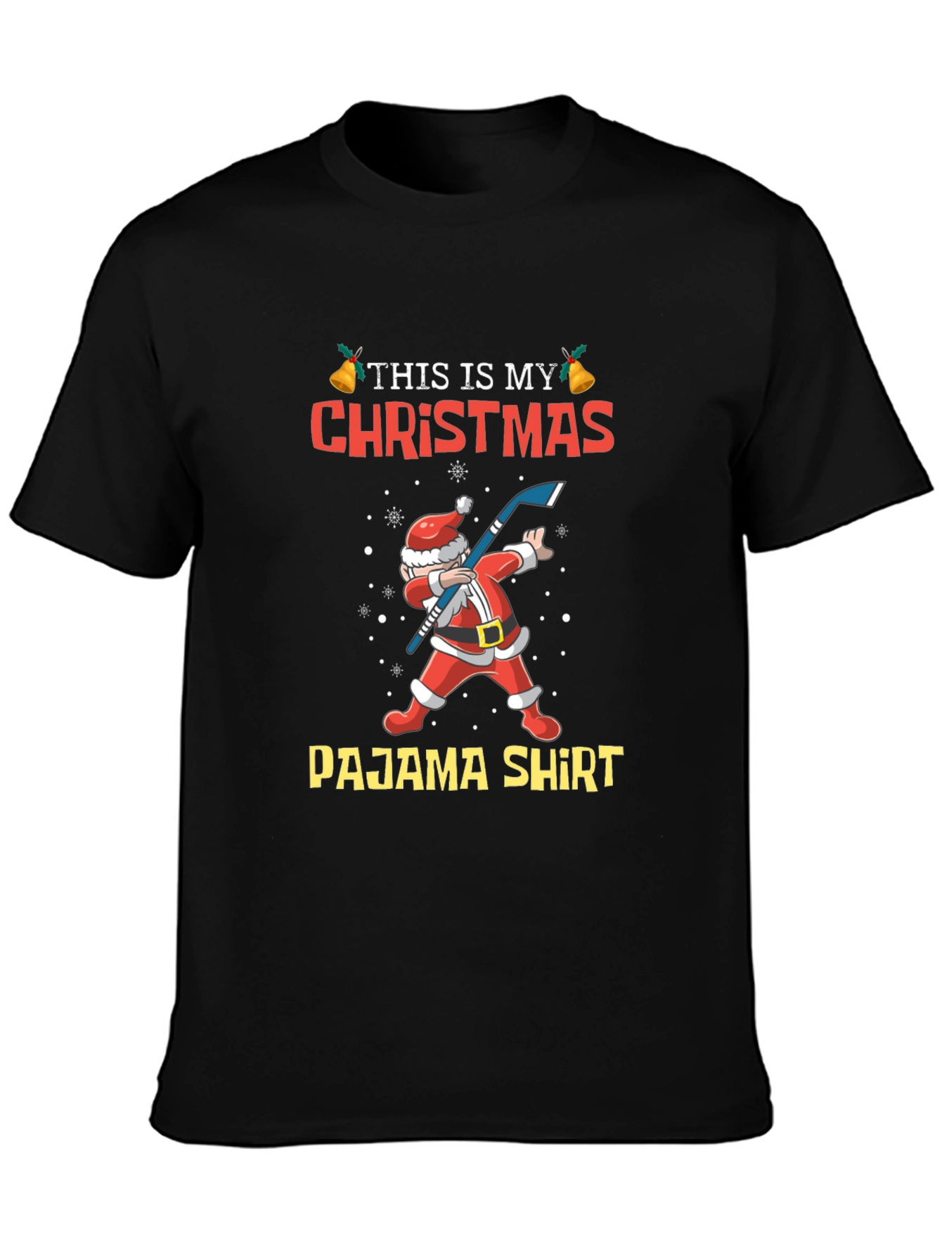 Christmas Pajama Shirt Santa Hockey T-Shirt