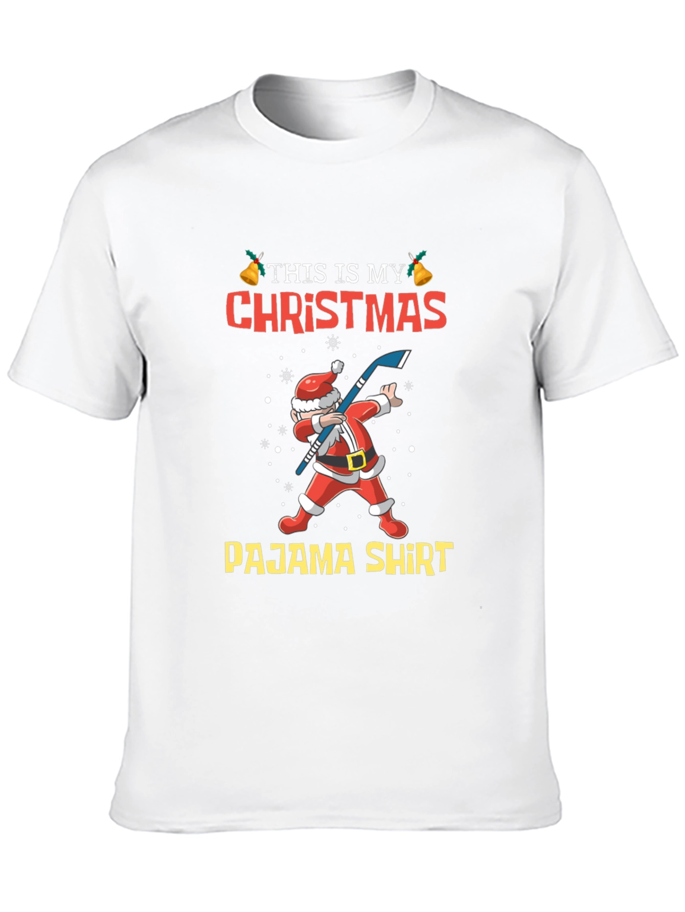 Christmas Pajama Shirt Santa Hockey T-Shirt