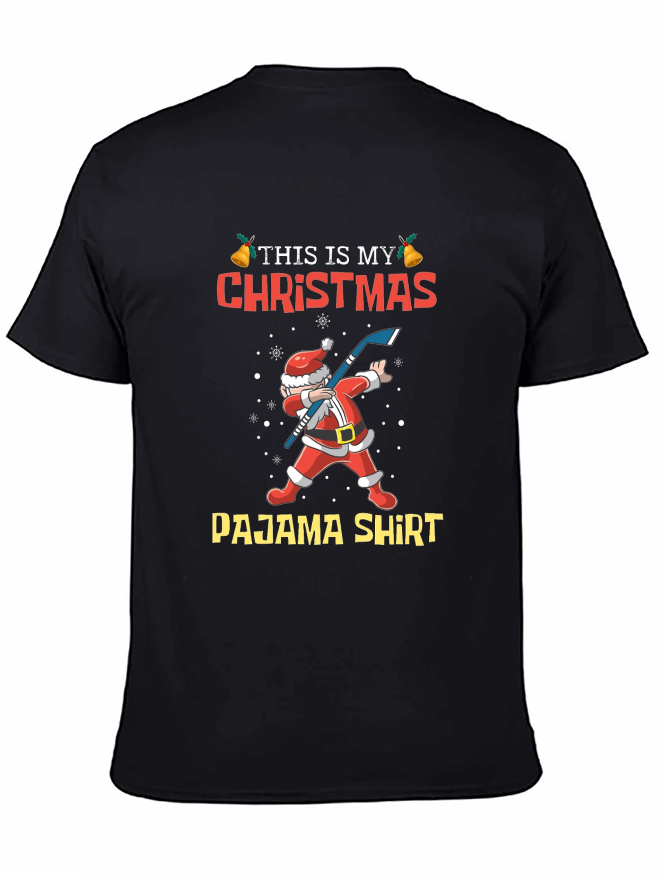 Christmas Pajama Shirt Santa Hockey T-Shirt