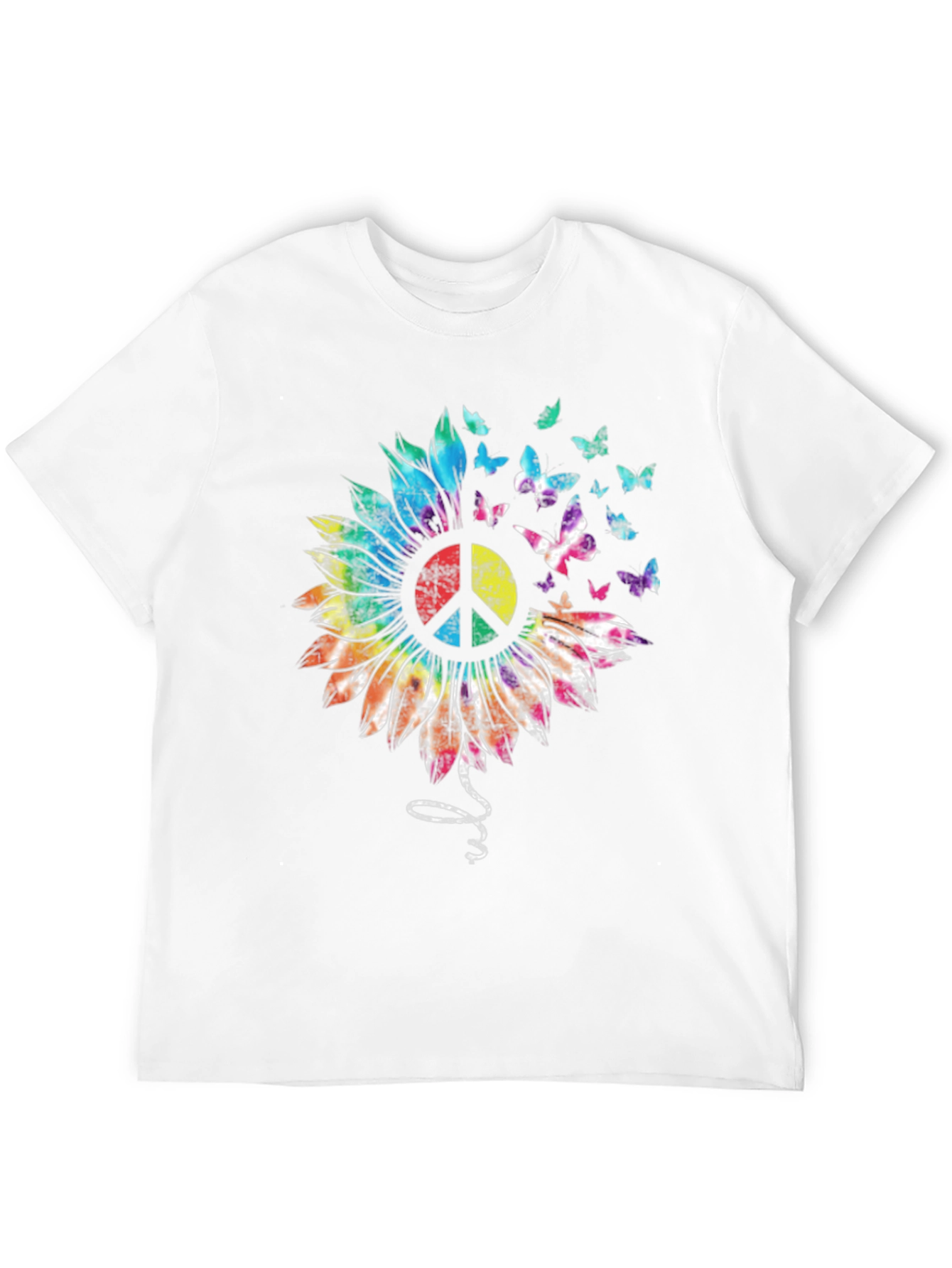 Peace Sunflower Butterfly Graphic T-Shirt