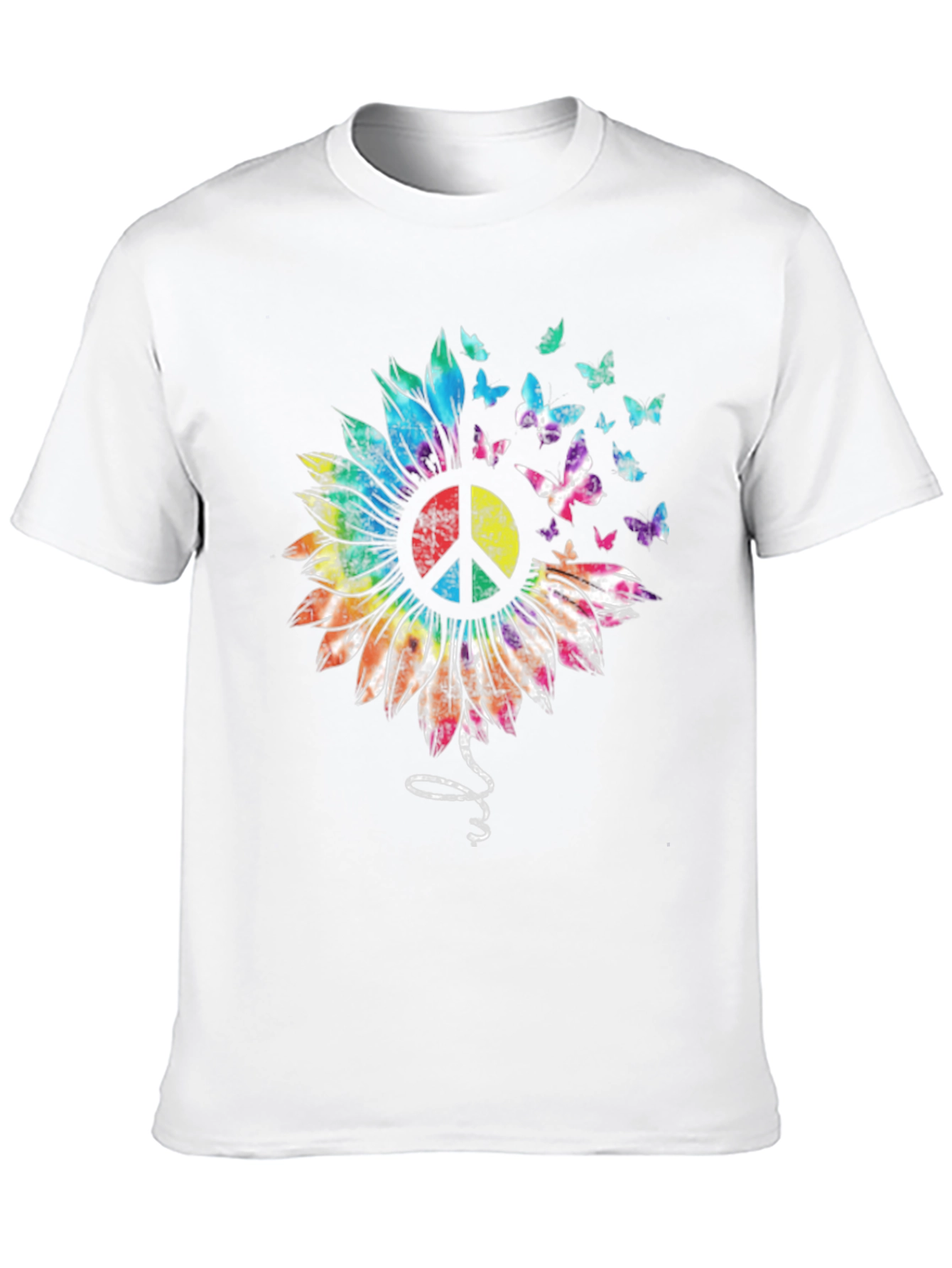 Peace Sunflower Butterfly Graphic T-Shirt