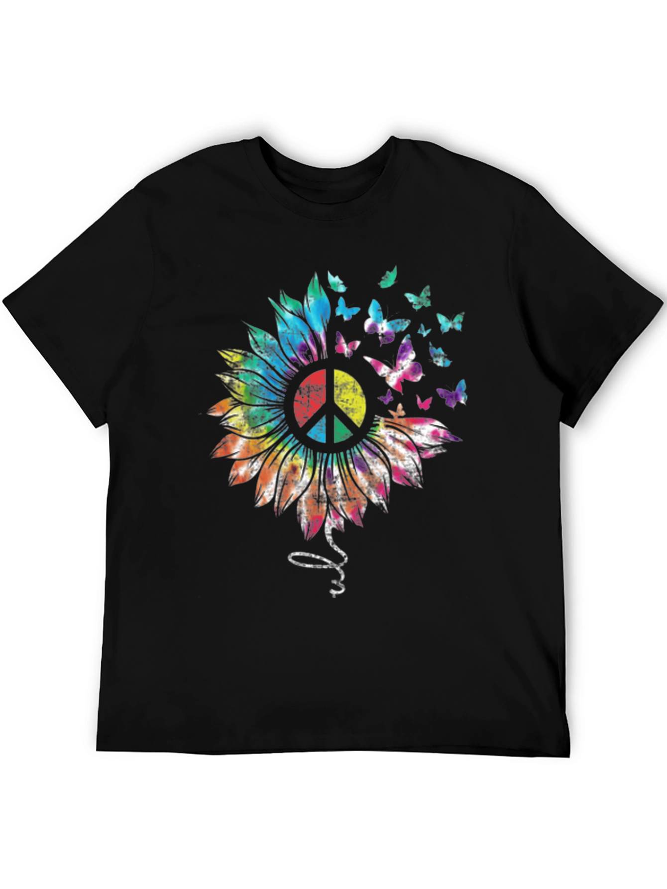 Peace Sunflower Butterfly Graphic T-Shirt