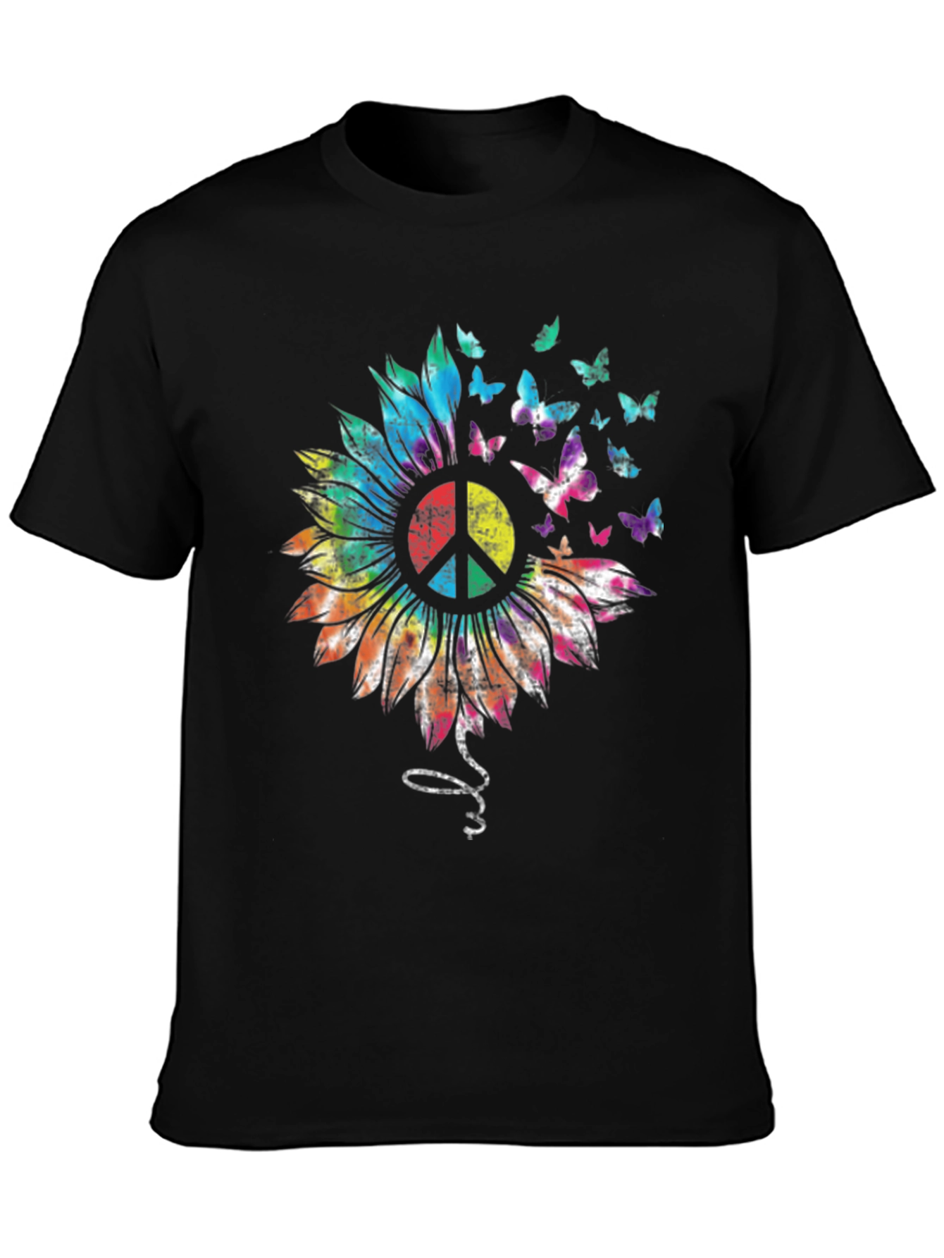 Peace Sunflower Butterfly Graphic T-Shirt