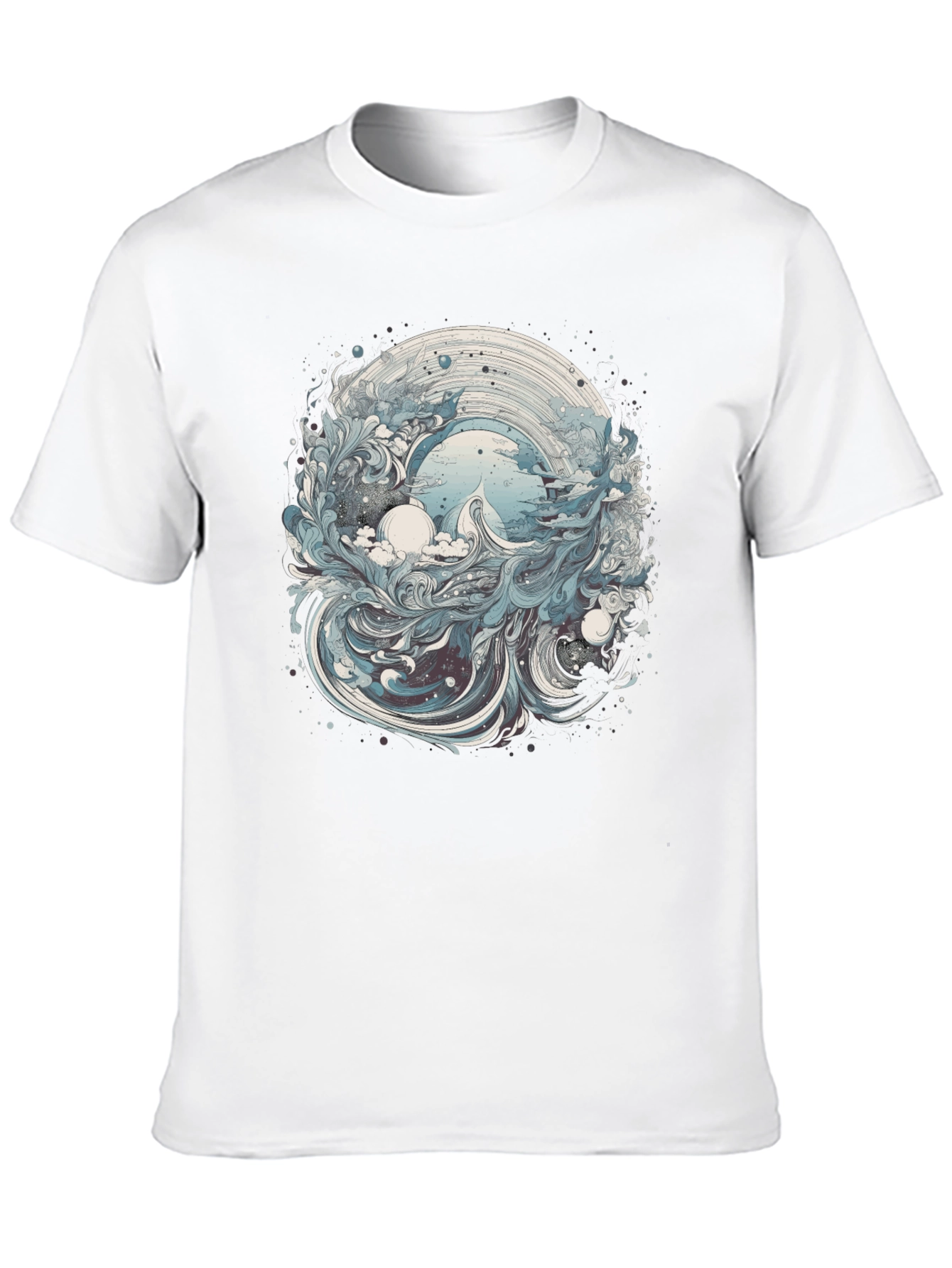 Artistic Wave Design Black T-Shirt