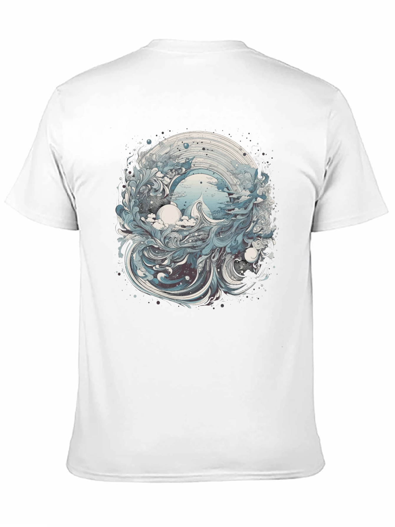 Artistic Wave Design Black T-Shirt