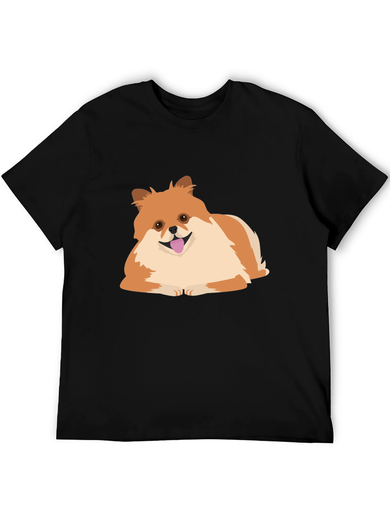 Pomeranian Dog Graphic Tee - Black Cotton Comfort