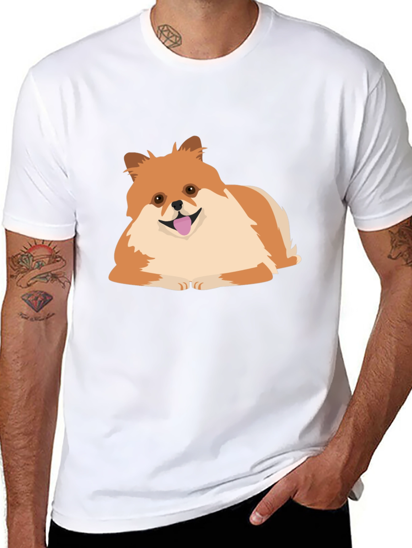 Pomeranian Dog Graphic Tee - Black Cotton Comfort