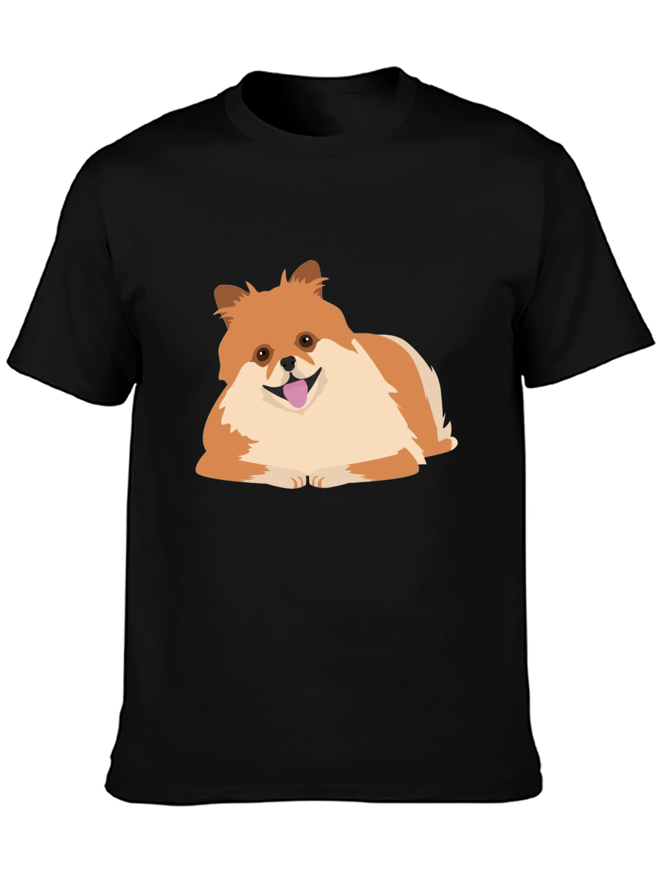 Pomeranian Dog Graphic Tee - Black Cotton Comfort