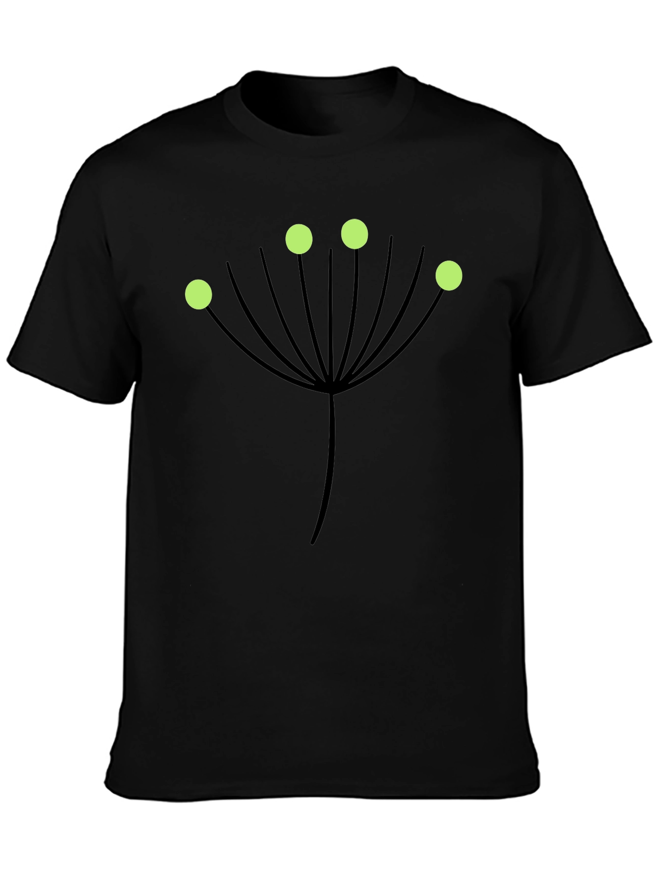 Botanical Graphic Tee - Black T-Shirt with Green Accents