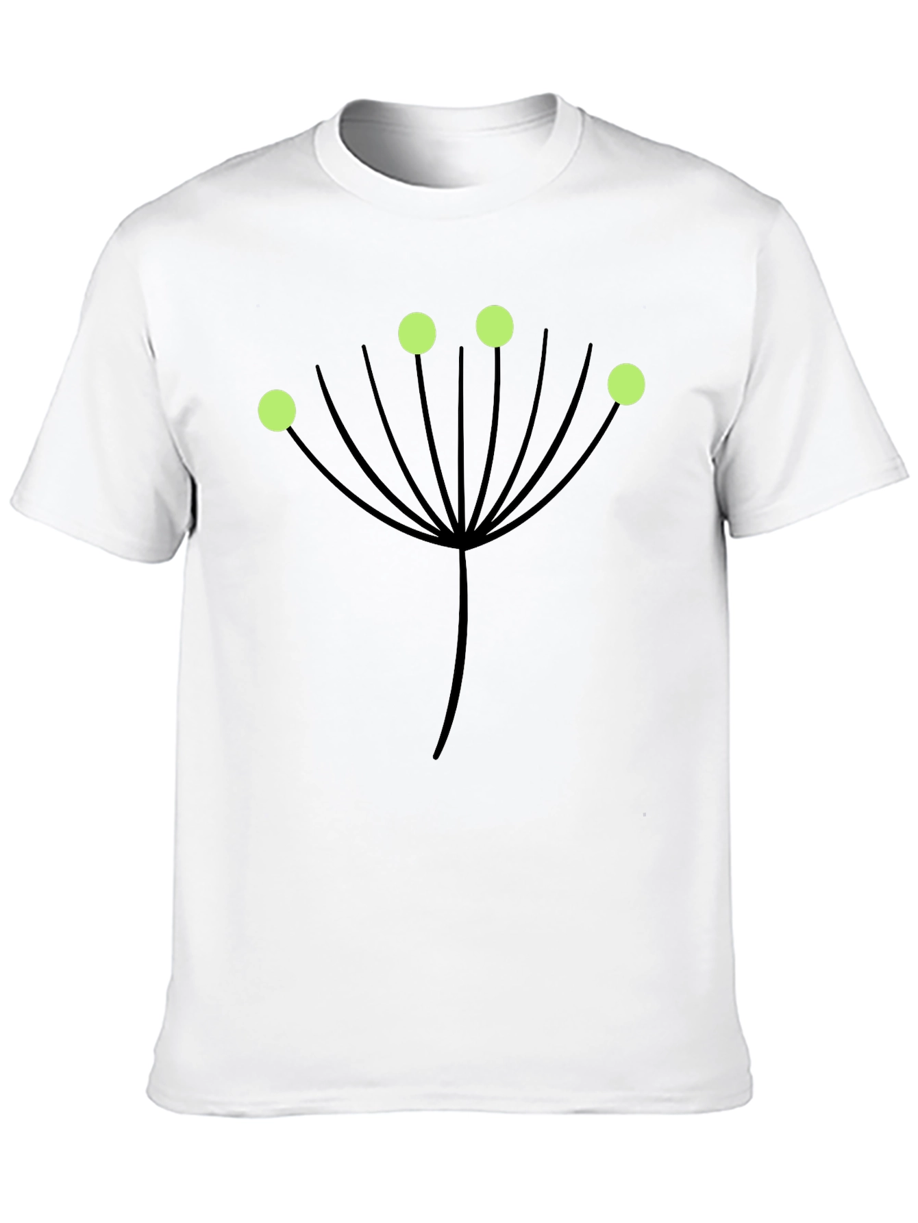 Botanical Graphic Tee - Black T-Shirt with Green Accents