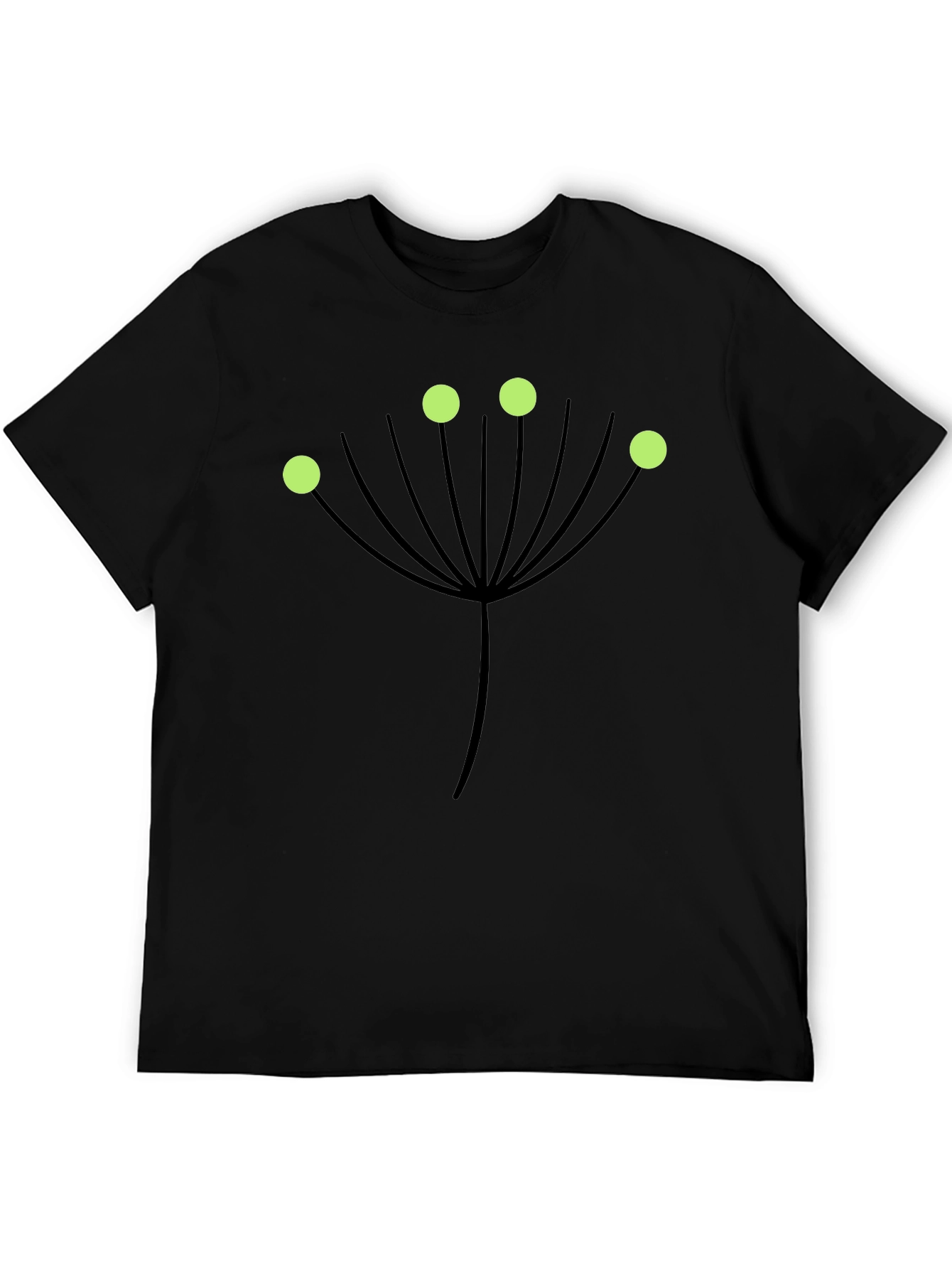 Botanical Graphic Tee - Black T-Shirt with Green Accents