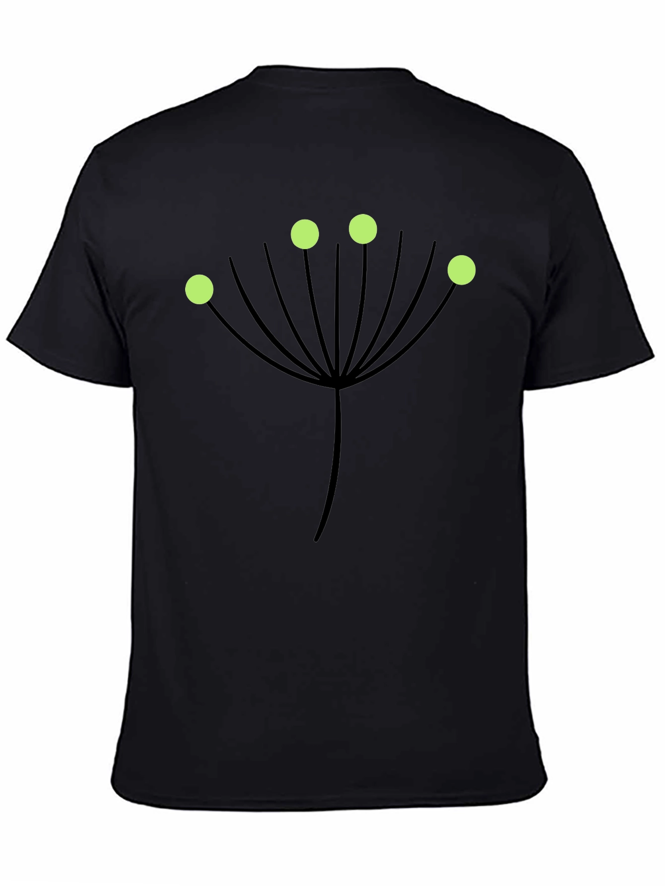 Botanical Graphic Tee - Black T-Shirt with Green Accents