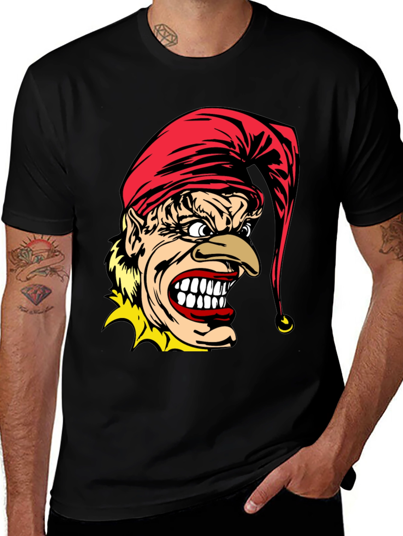 Mens Black T-Shirt with Goblin Graphic