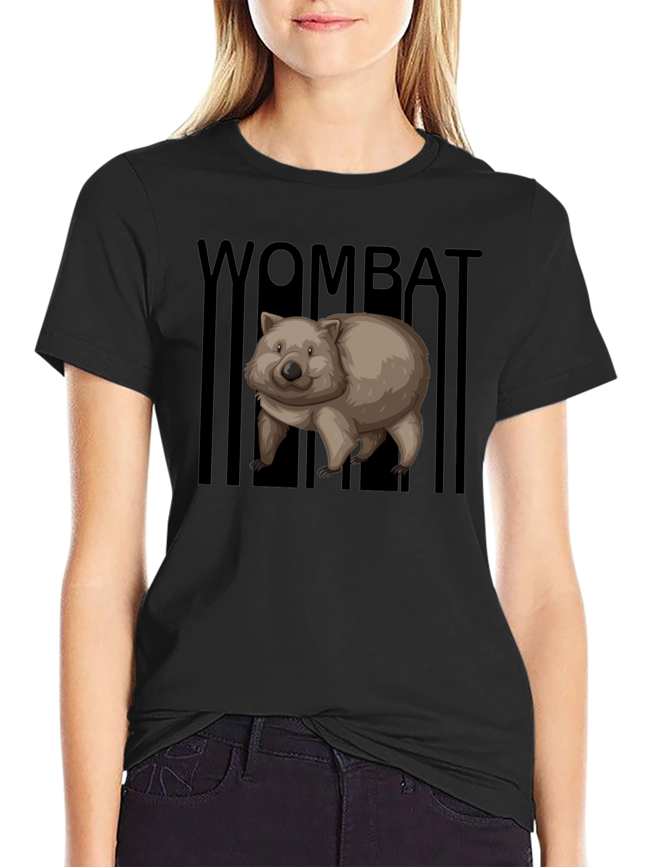 Wombat Graphic Tee - Black Cotton T-Shirt