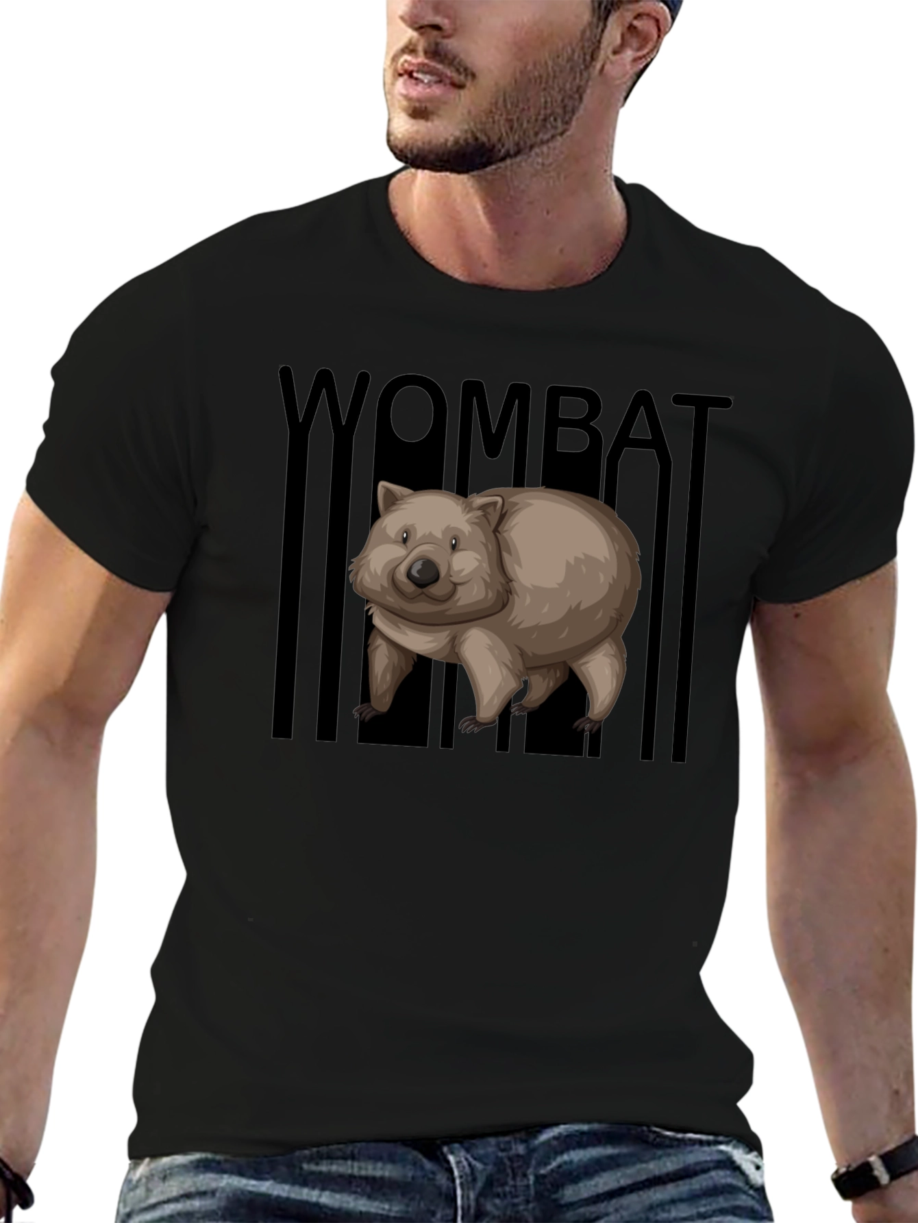 Wombat Graphic Tee - Black Cotton T-Shirt