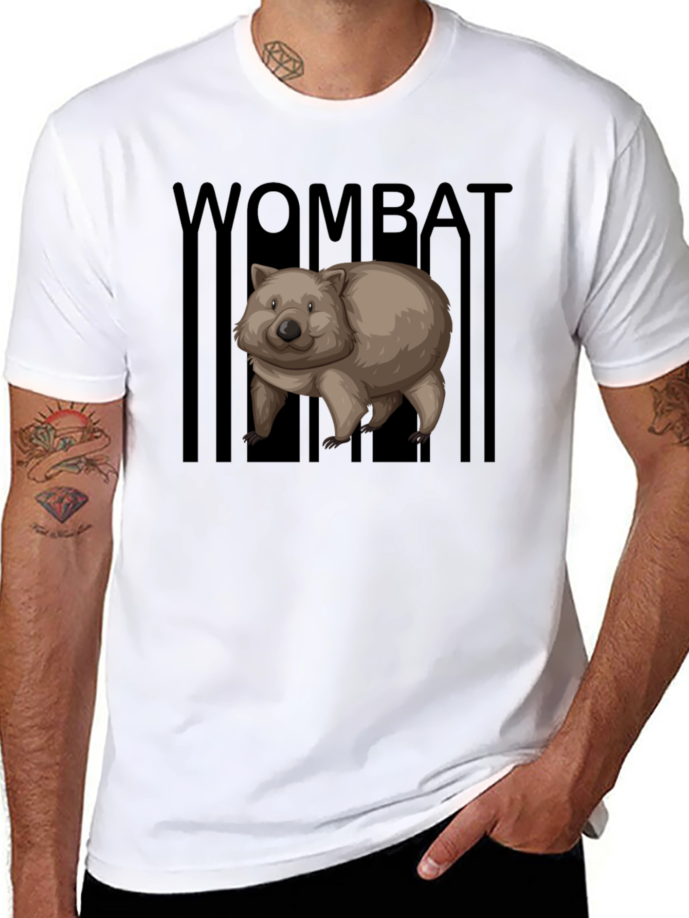 Wombat Graphic Tee - Black Cotton T-Shirt