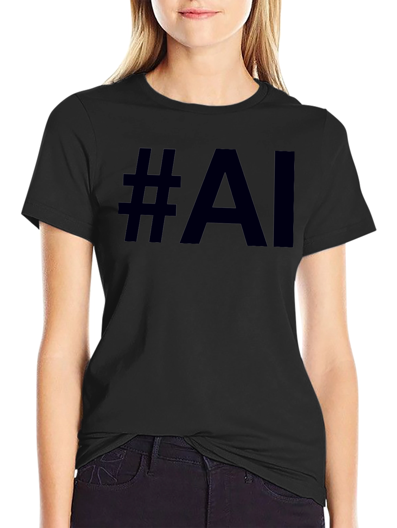 #AI Black Graphic Tee - Modern Style