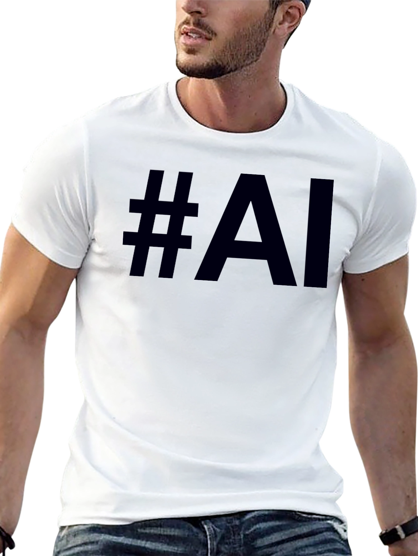 #AI Black Graphic Tee - Modern Style