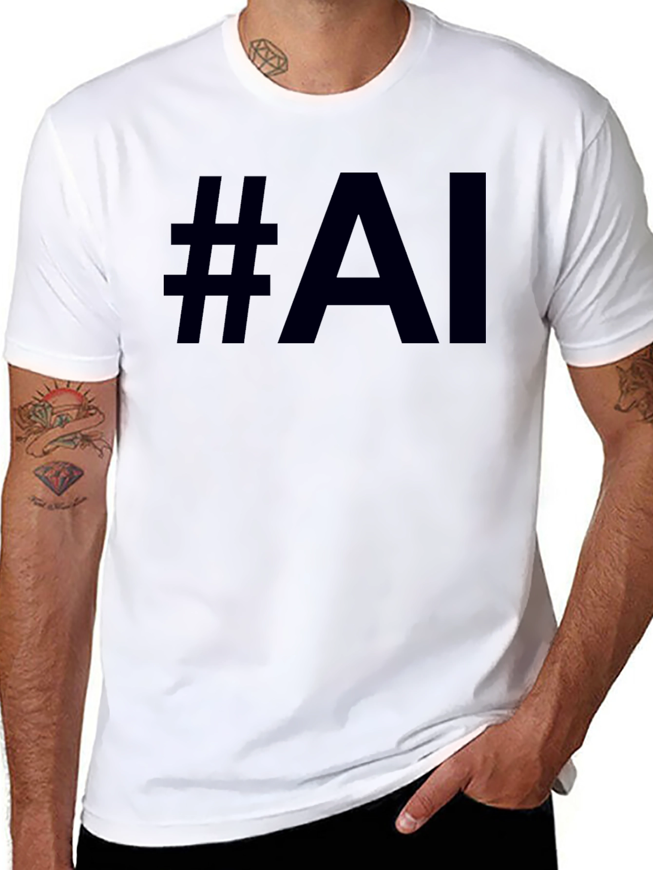 #AI Black Graphic Tee - Modern Style