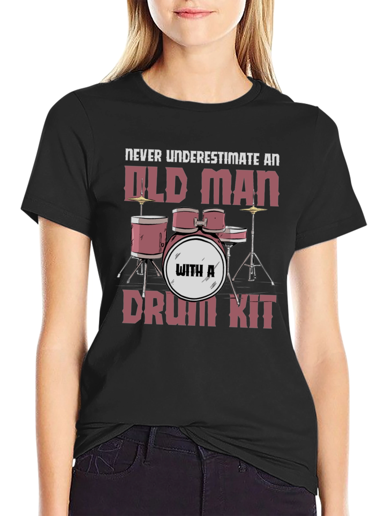 Old Man Drum Kit T-Shirt - Musician Gift