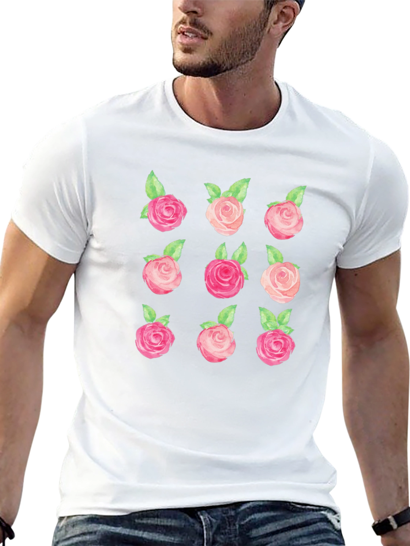 Floral Roses Graphic Tee - Classic Black