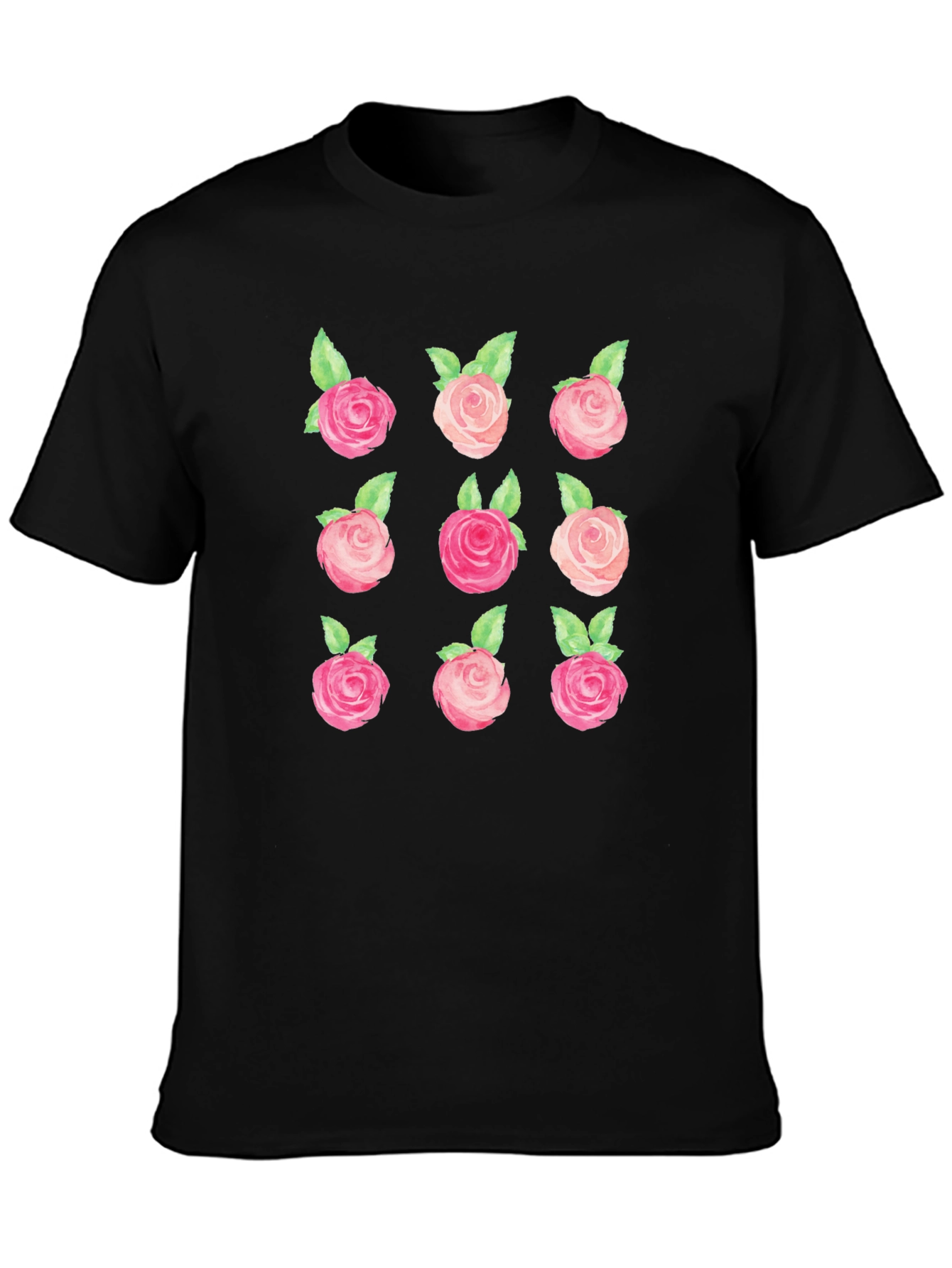 Floral Roses Graphic Tee - Classic Black