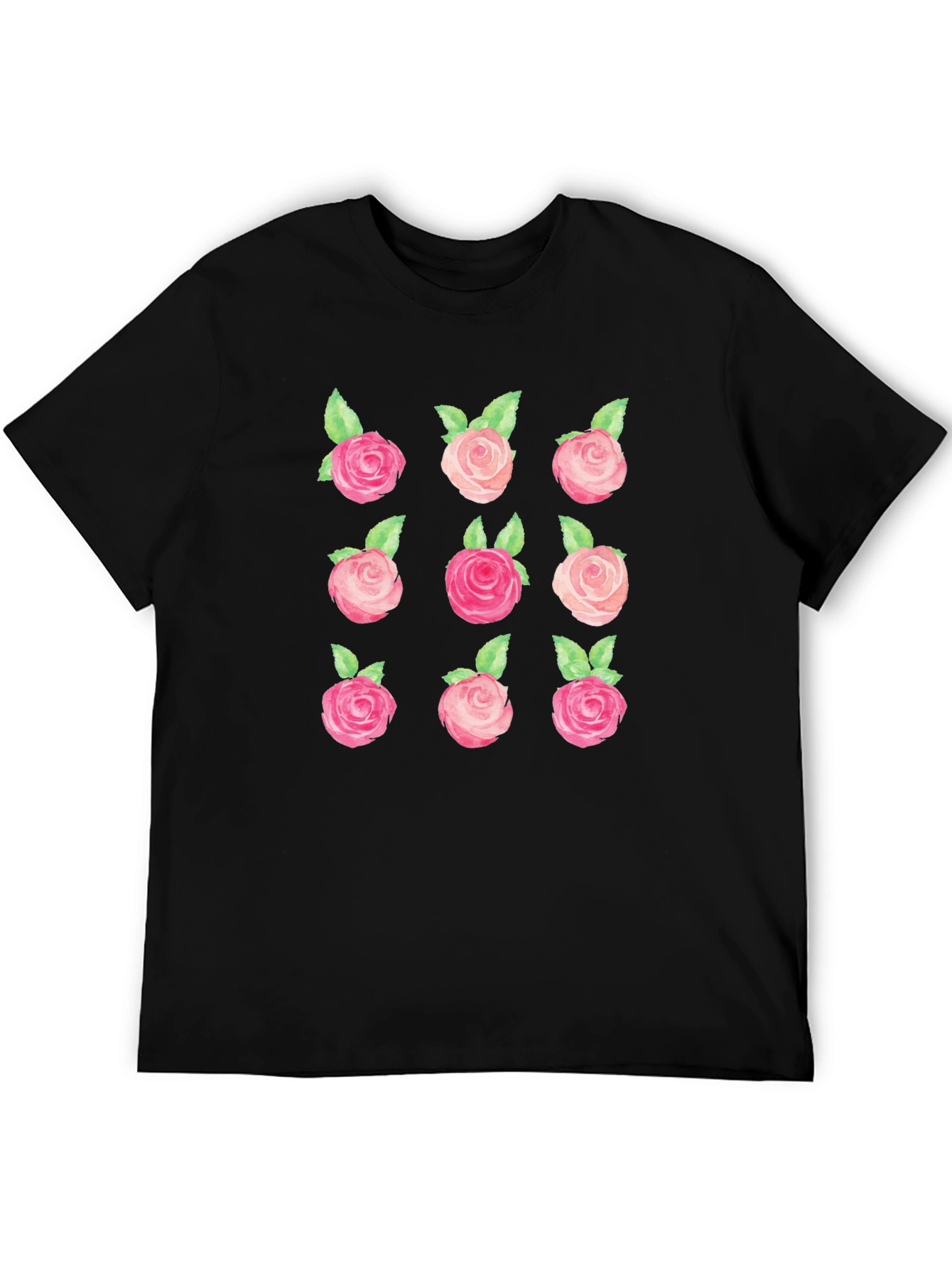 Floral Roses Graphic Tee - Classic Black