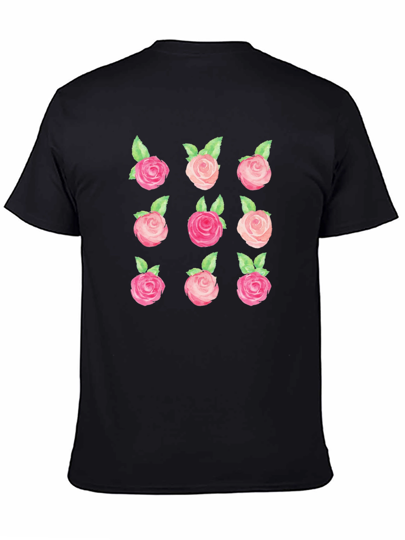 Floral Roses Graphic Tee - Classic Black