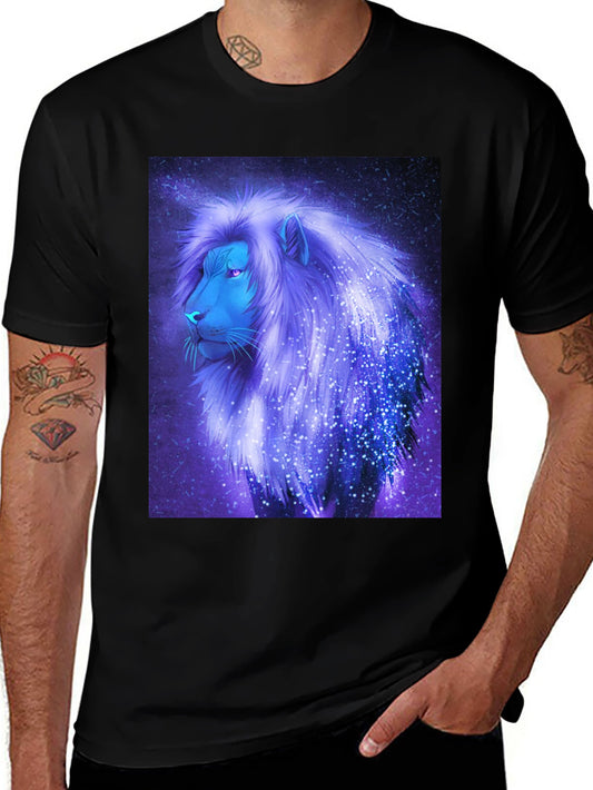 Cosmic Lion Graphic Tee - Black Cotton Blend