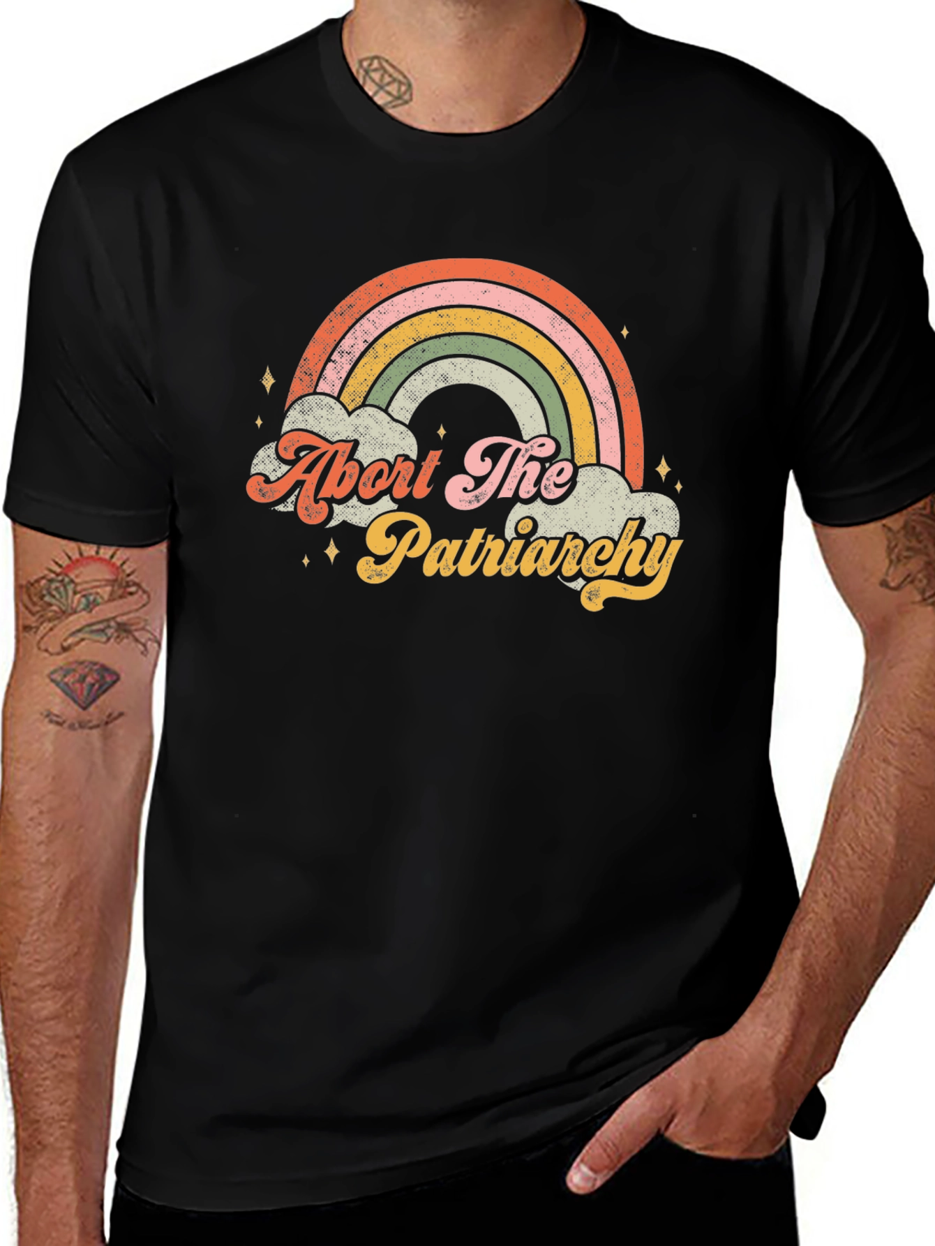 Abort The Patriarchy Rainbow Graphic Tee