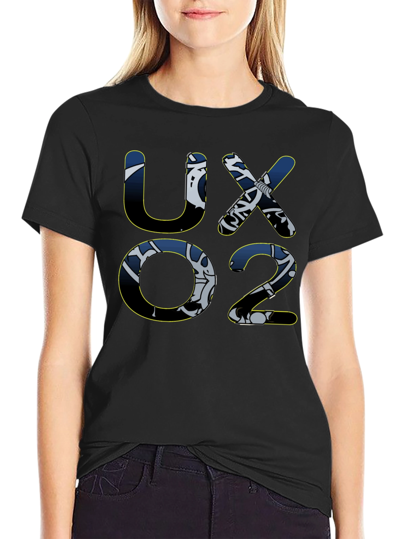 UX02 Graphic Print T-Shirt - Black