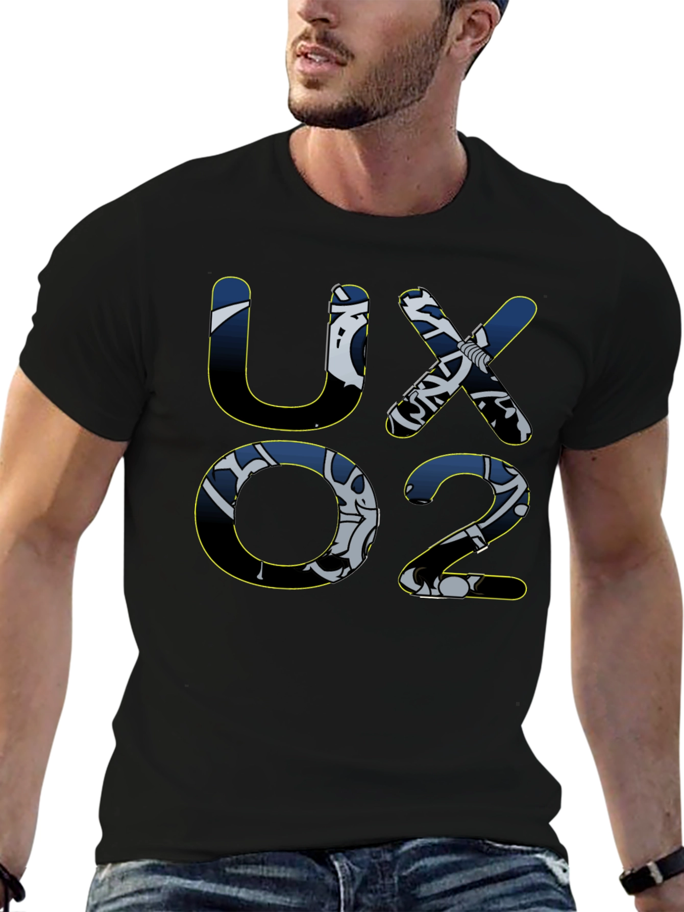 UX02 Graphic Print T-Shirt - Black