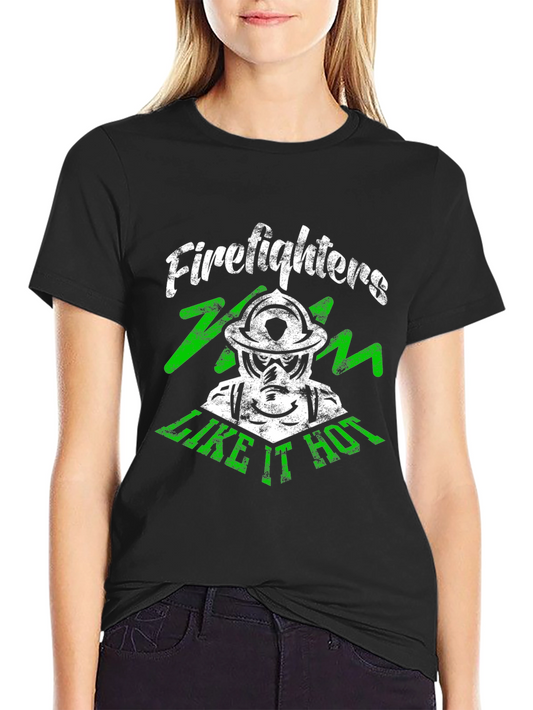 Firefighters Like It Hot Graphic Tee - Black Cotton T-Shirt