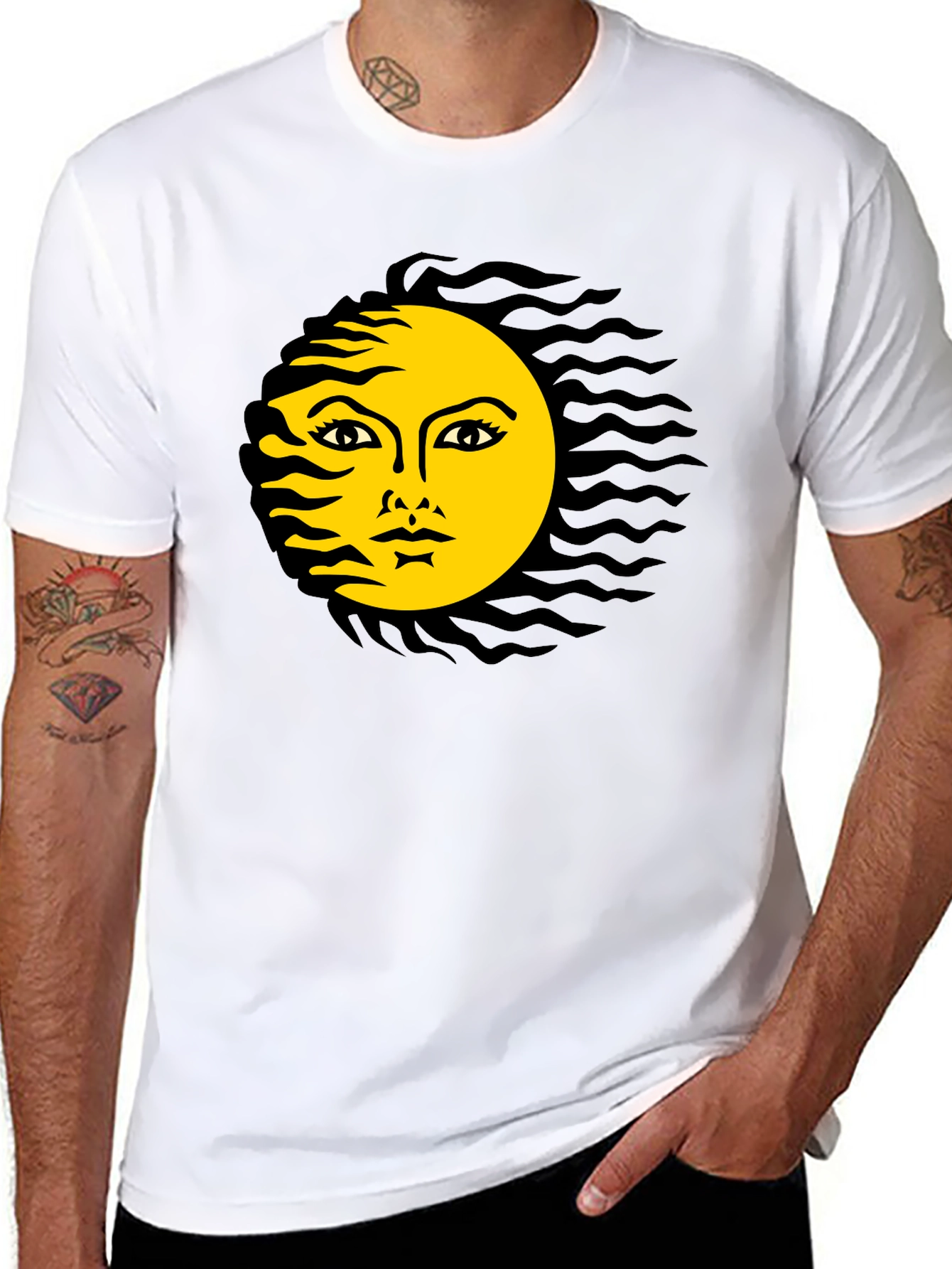 Black T-Shirt with Sun Graphic