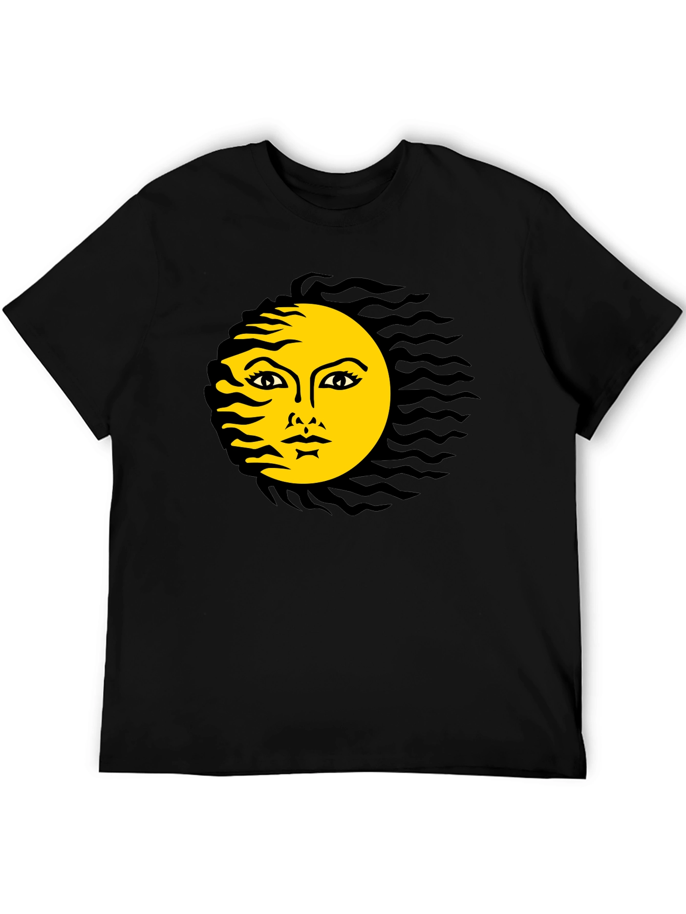 Black T-Shirt with Sun Graphic