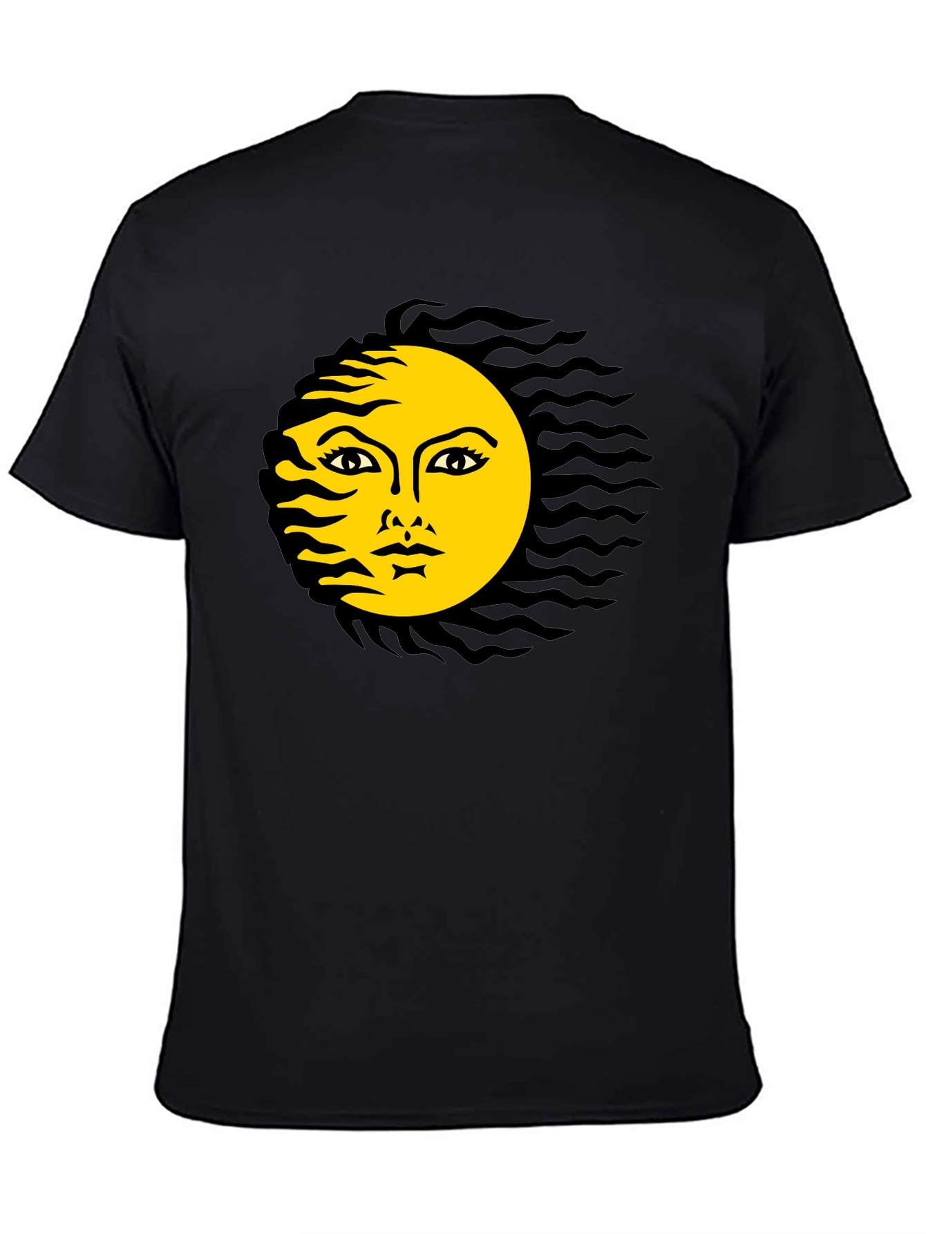 Black T-Shirt with Sun Graphic