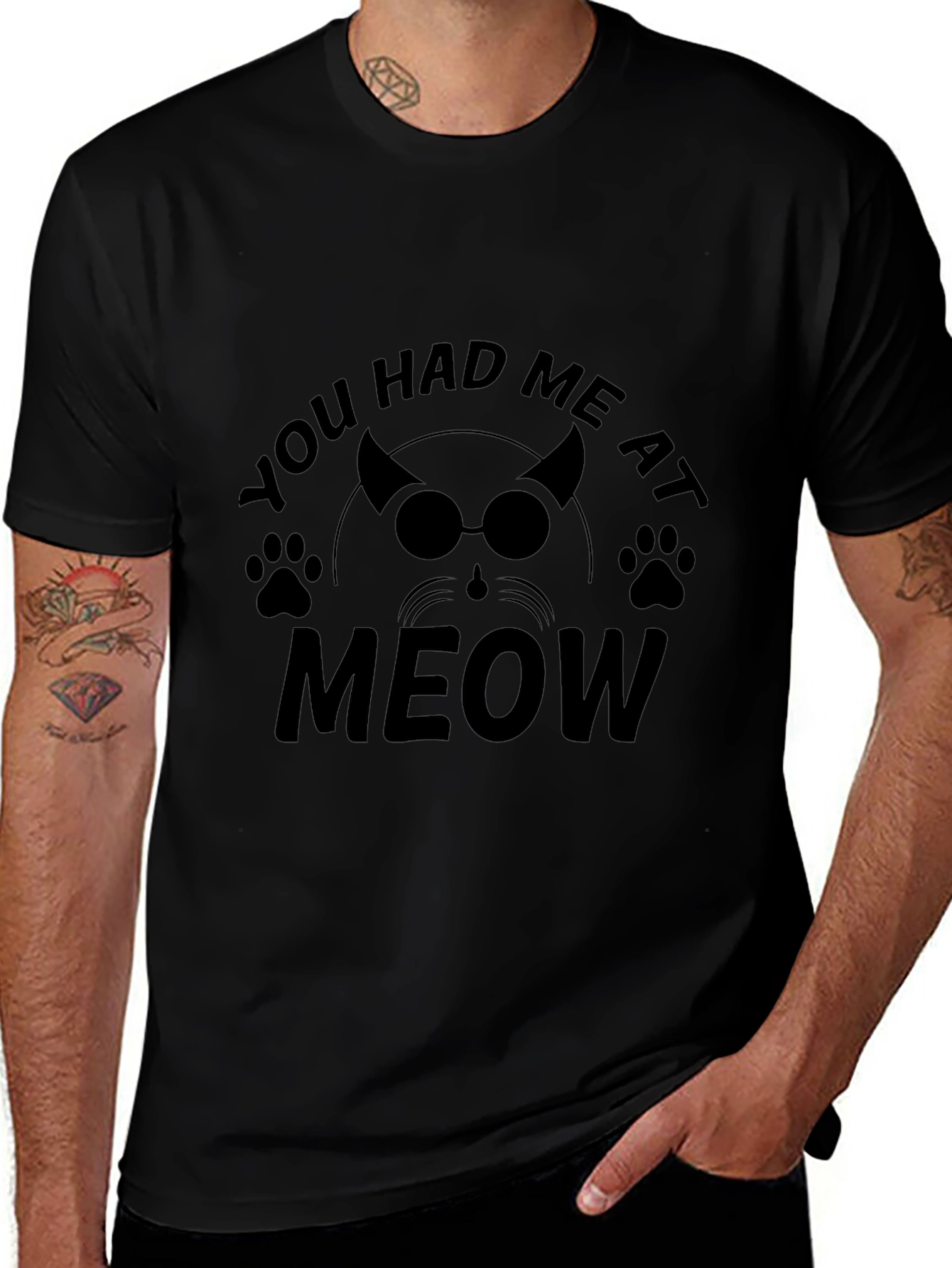 You Had Me at Meow Black T-Shirt