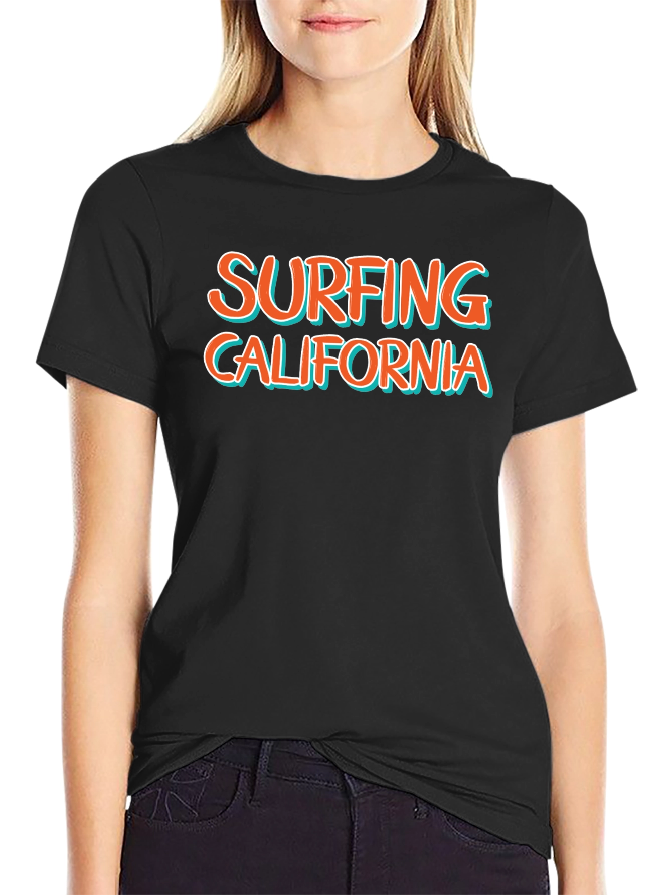 Surfing California Black Graphic Tee