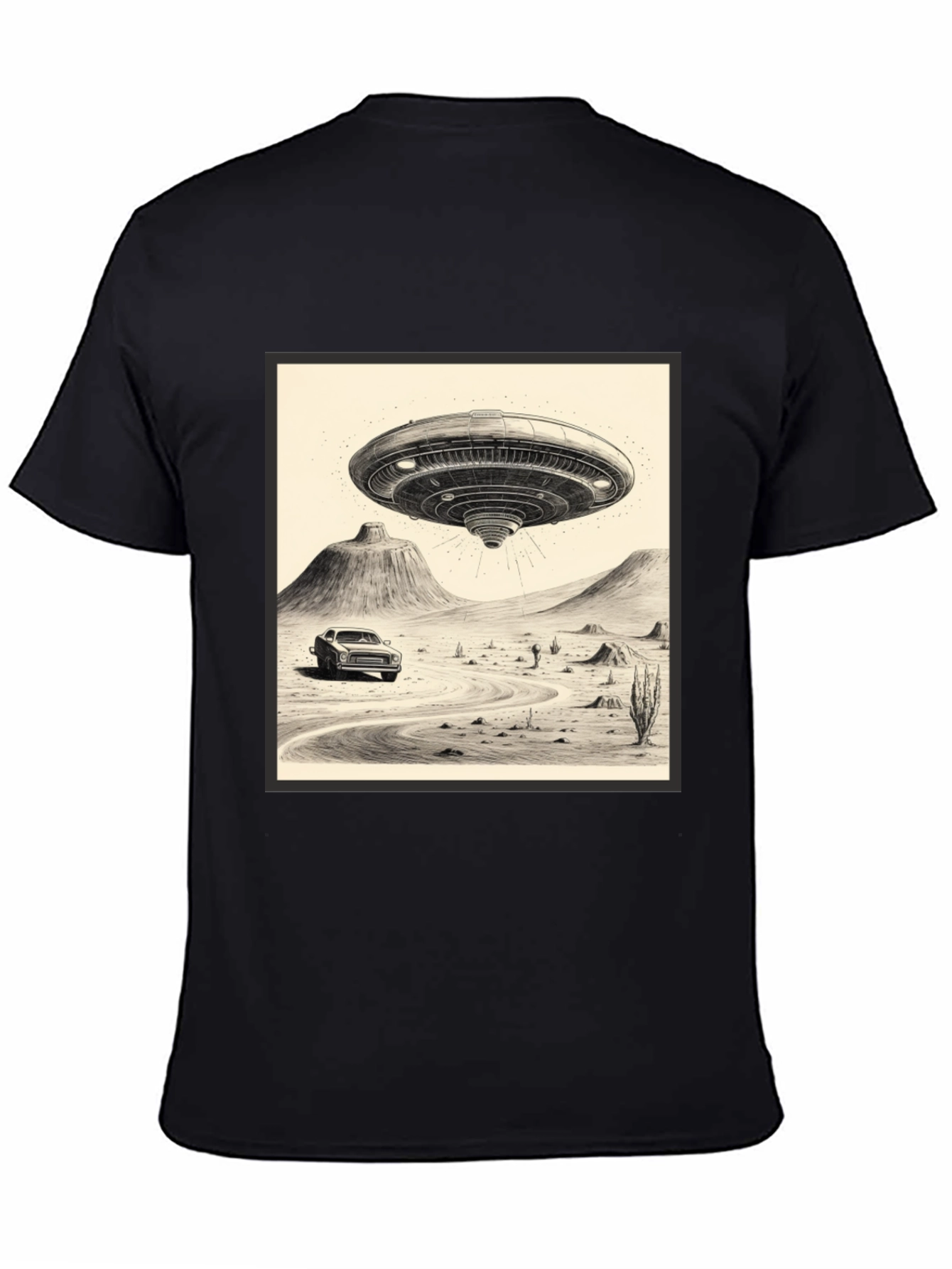 UFO Abduction Black Graphic Tee