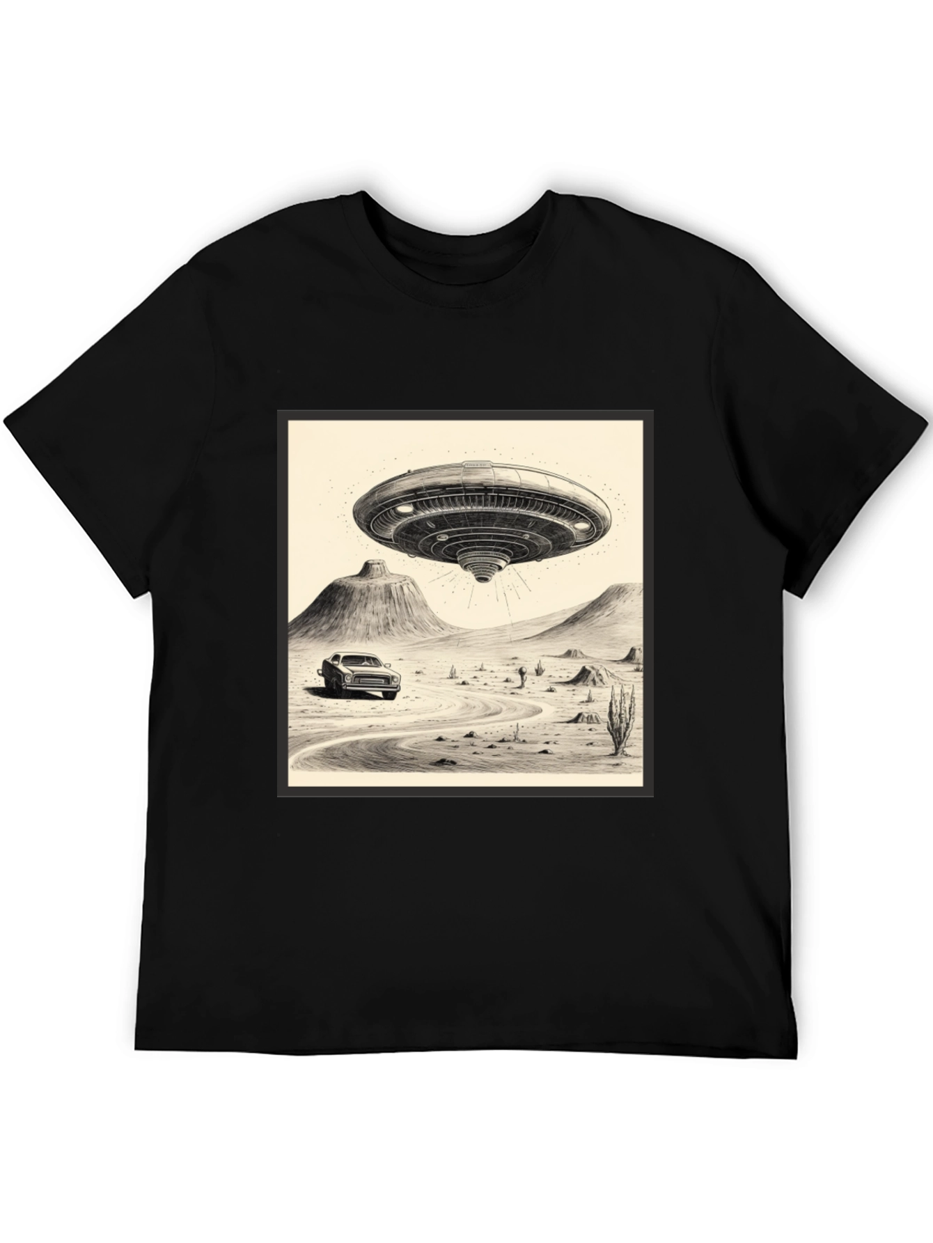 UFO Abduction Black Graphic Tee