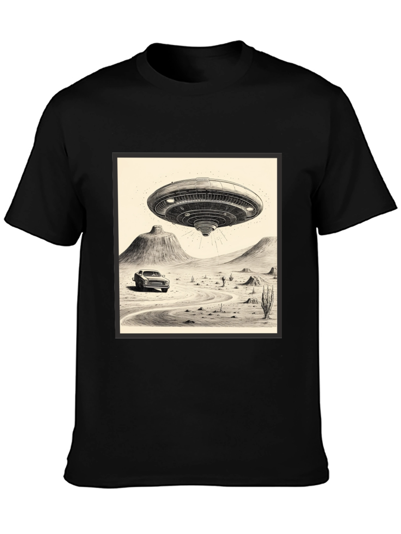 UFO Abduction Black Graphic Tee